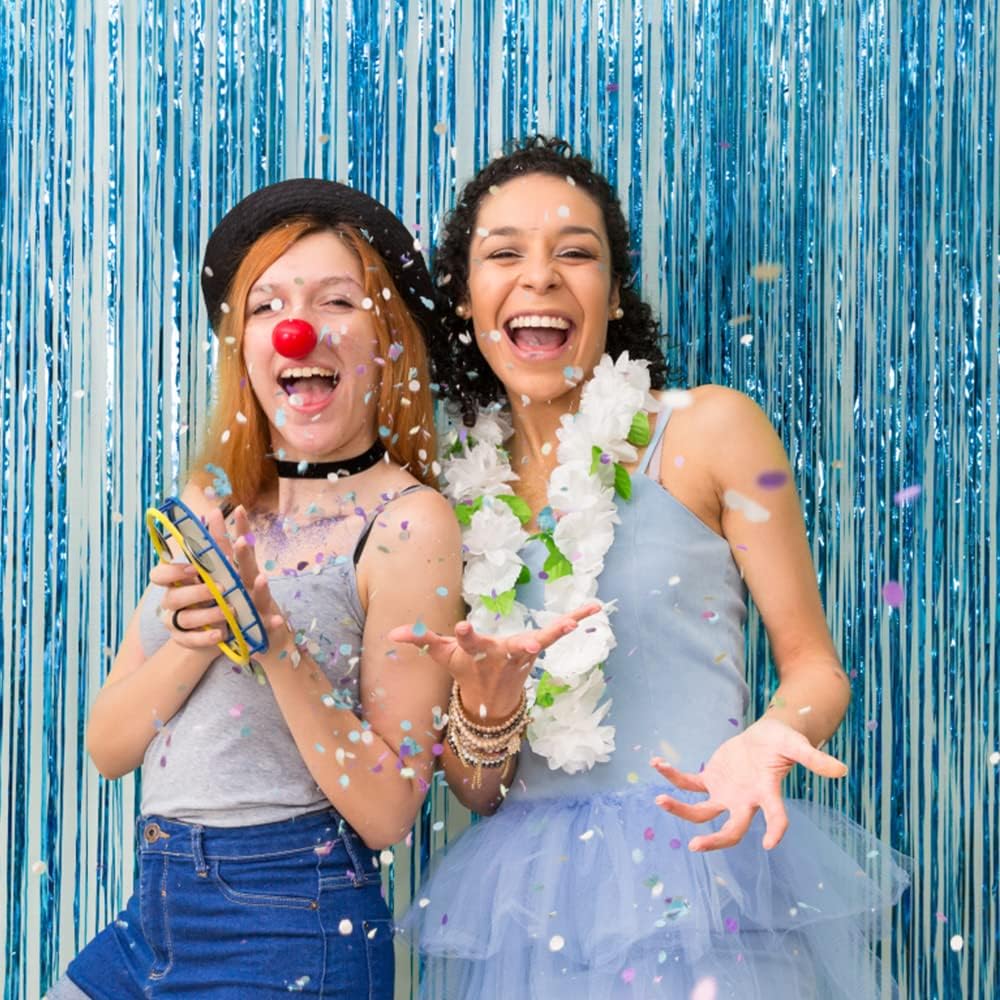 Detalle 2 de 5-Pack Blue Metallic Foil Curtain Backdrops for Photo Booths and Parties