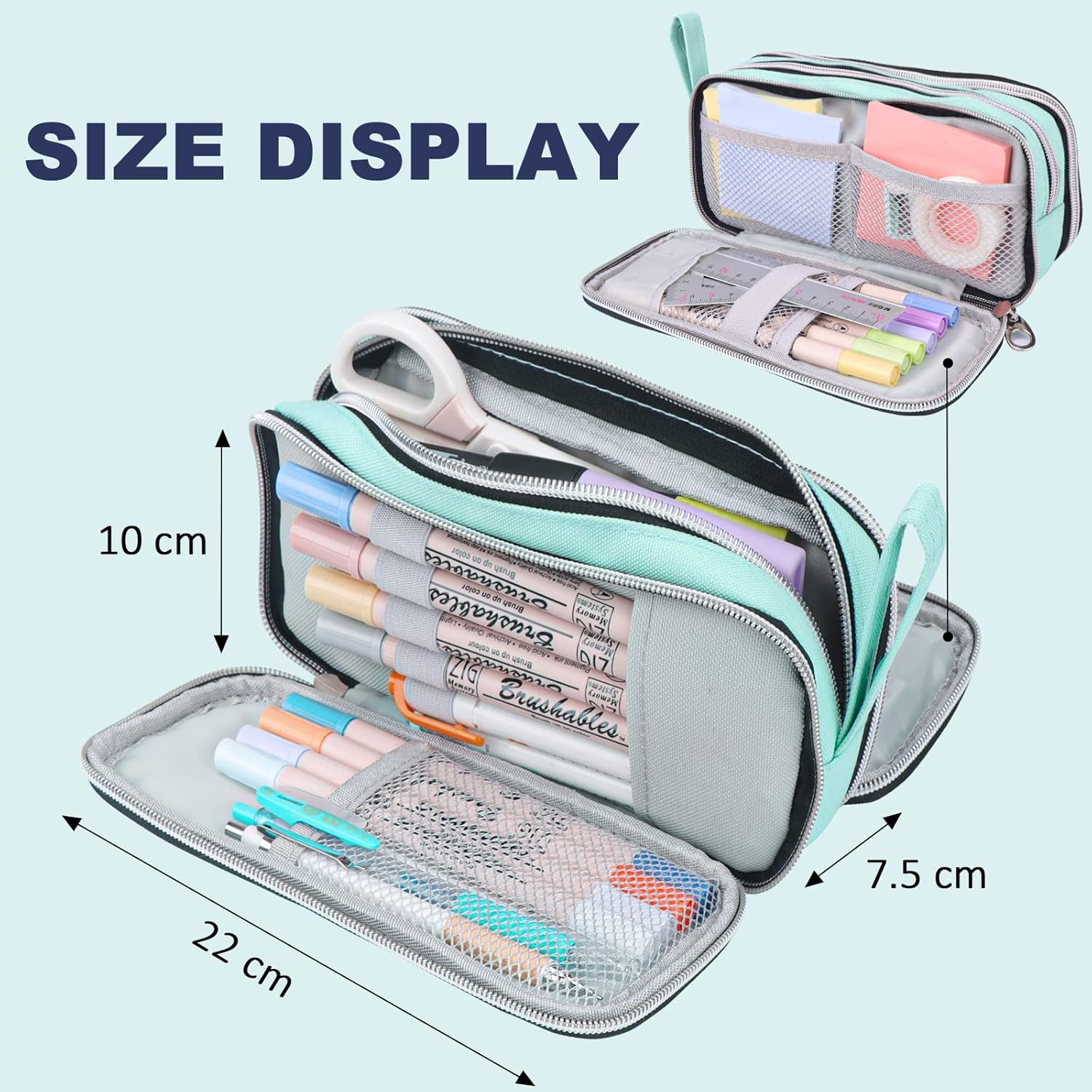 Thumbnail 1 de COLOCASTLE Trousse Scolaire à 3 compartiments — Grande capacité, Vert Menthe