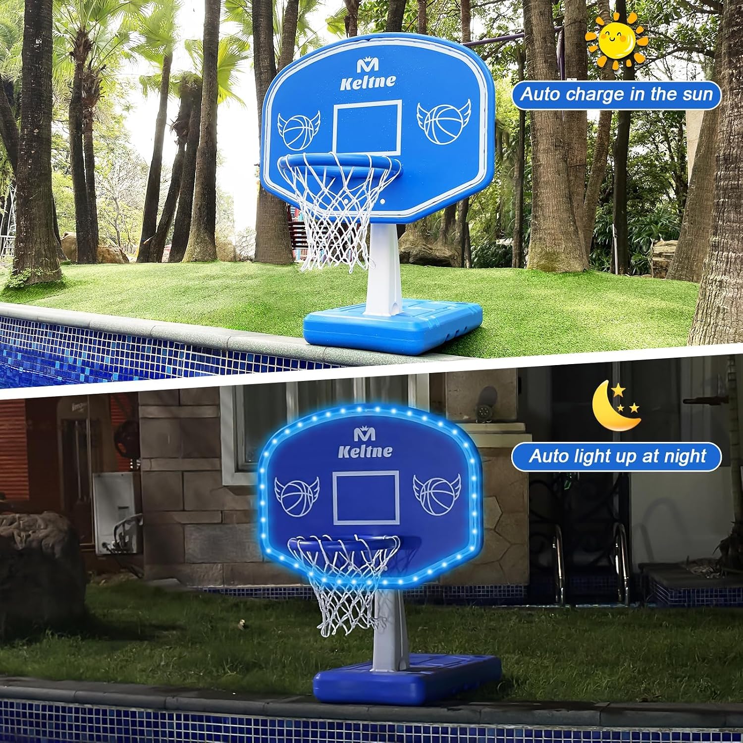 Thumbnail 3 de Dahivs LED Pool Basketball Hoop: Solar-Powered Night Play for Your Pool