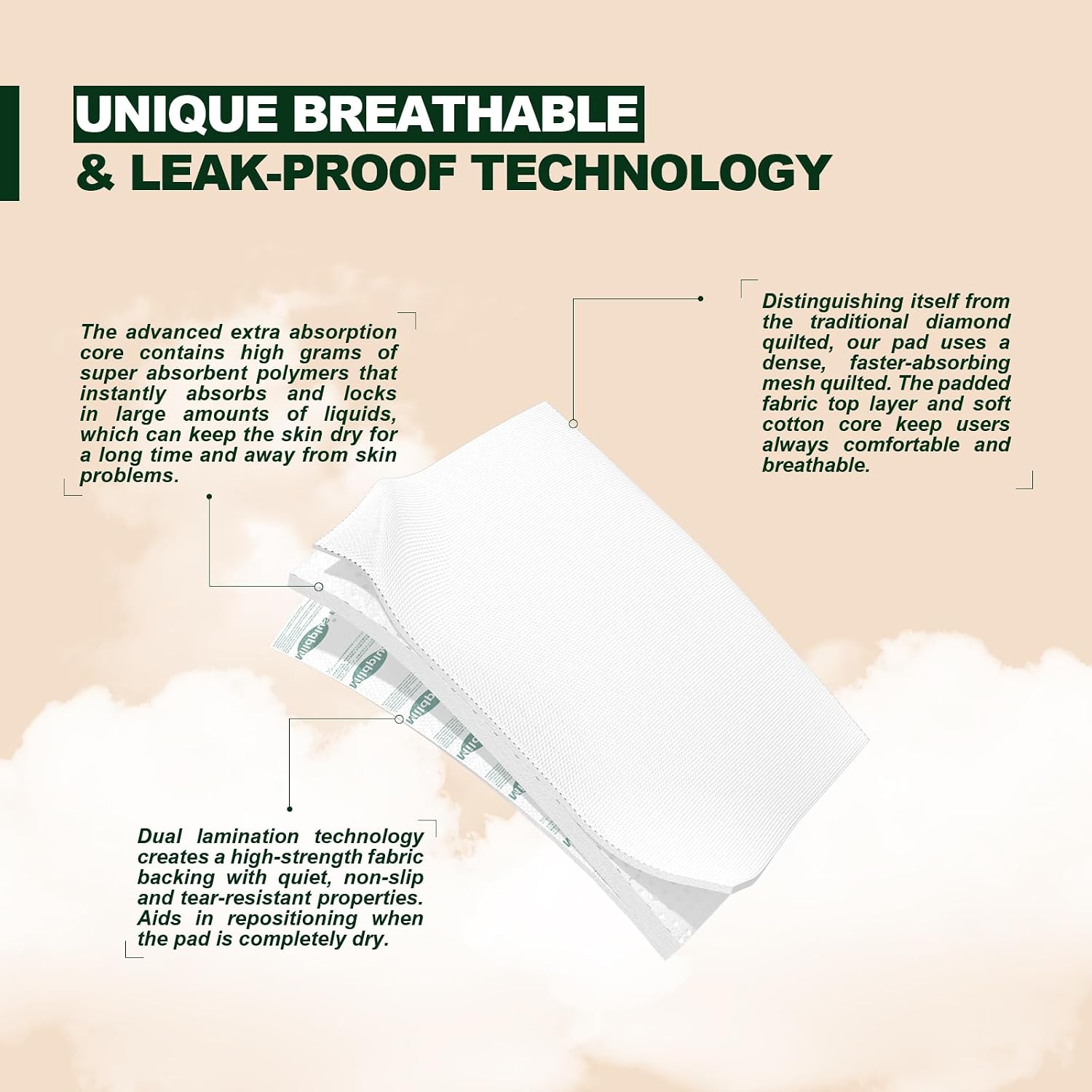 Thumbnail 3 de Heavy Duty Underpads 36x44: Extra Absorbent, High-Strength Backing for Incontinence