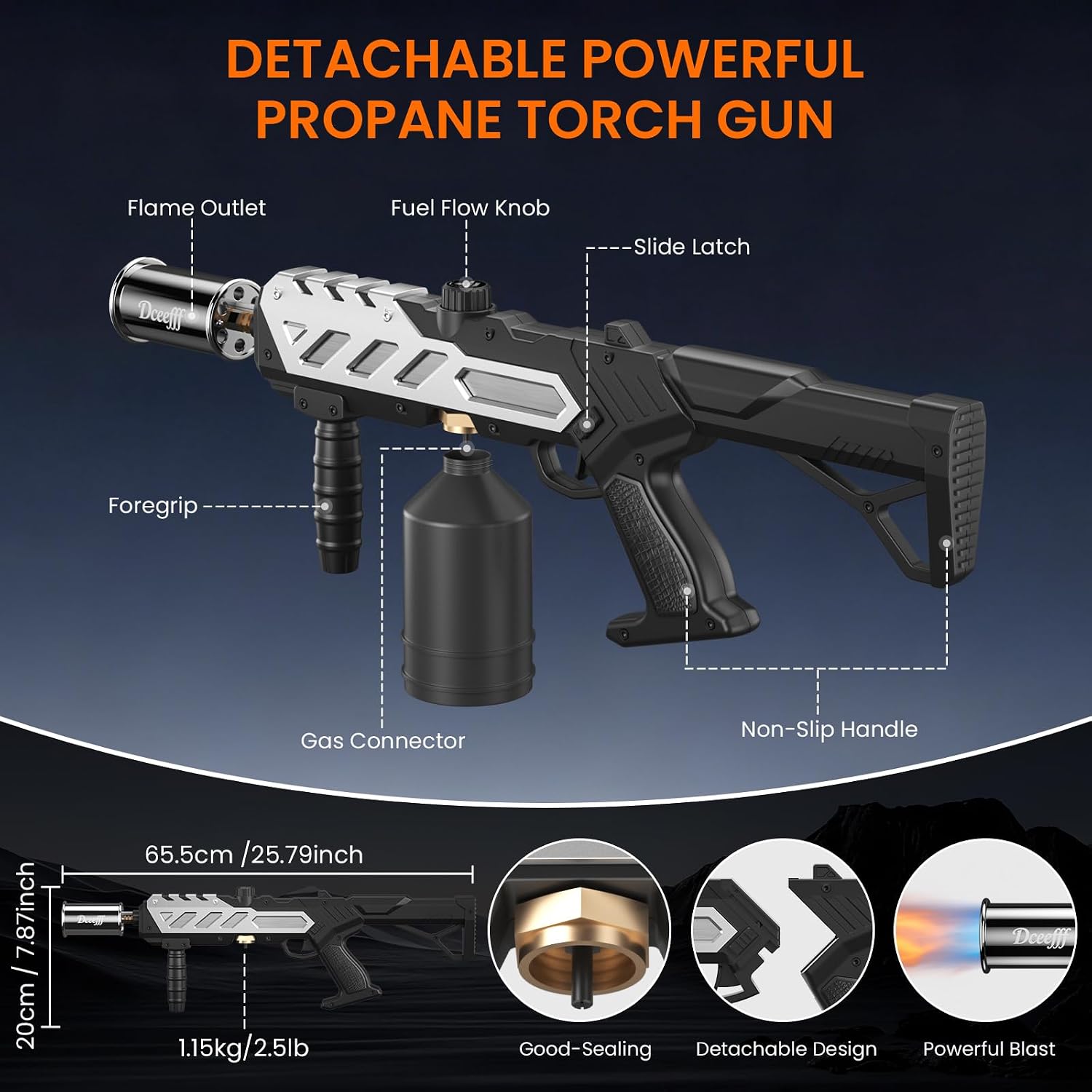 Detalle 2 de Dceefff Propane Torch Gun Sliver プロパントーチガン シルバー 着脱式・炎調整機能付き