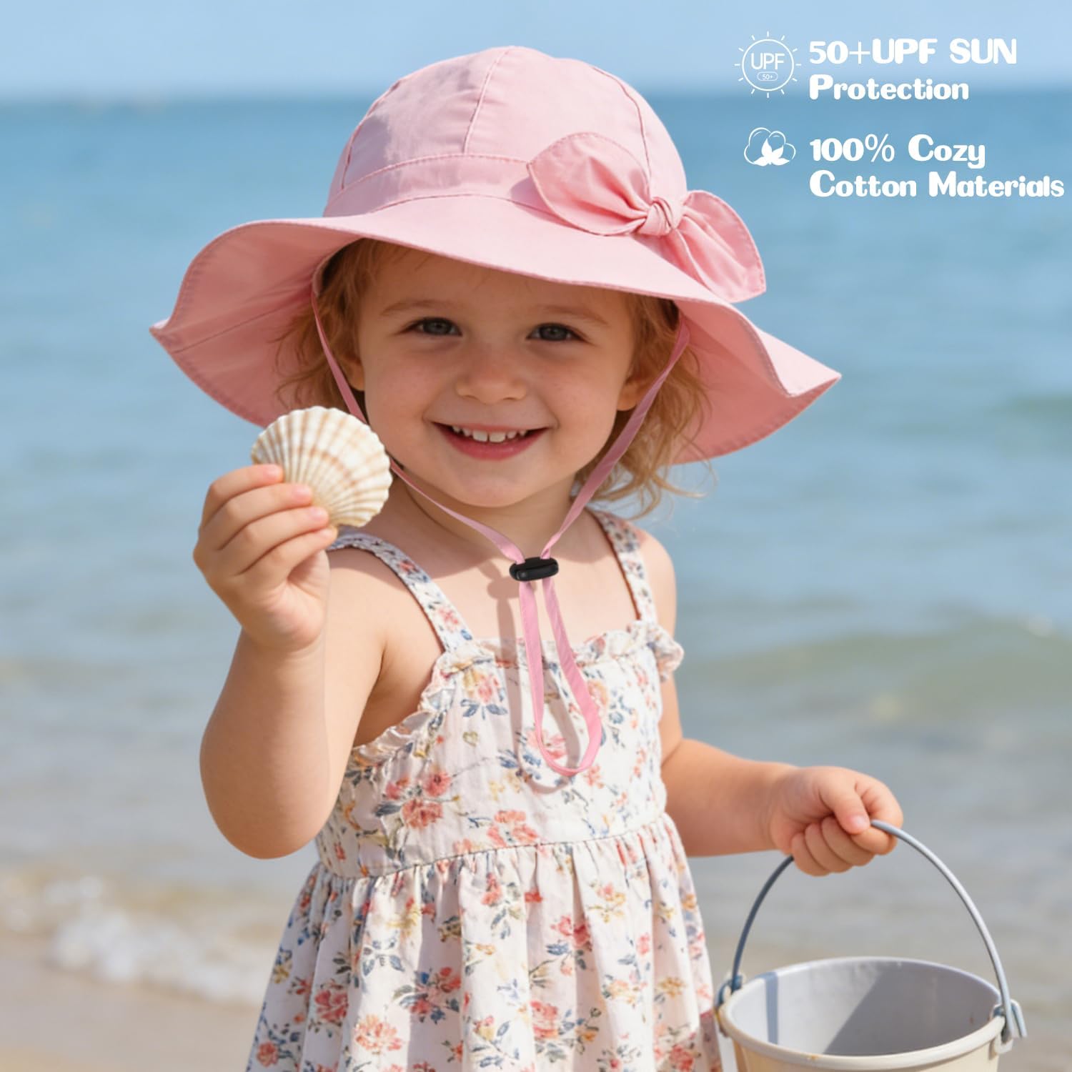 Detalle 2 de Baby Girl Sun Hat with UPF 50+ Bucket