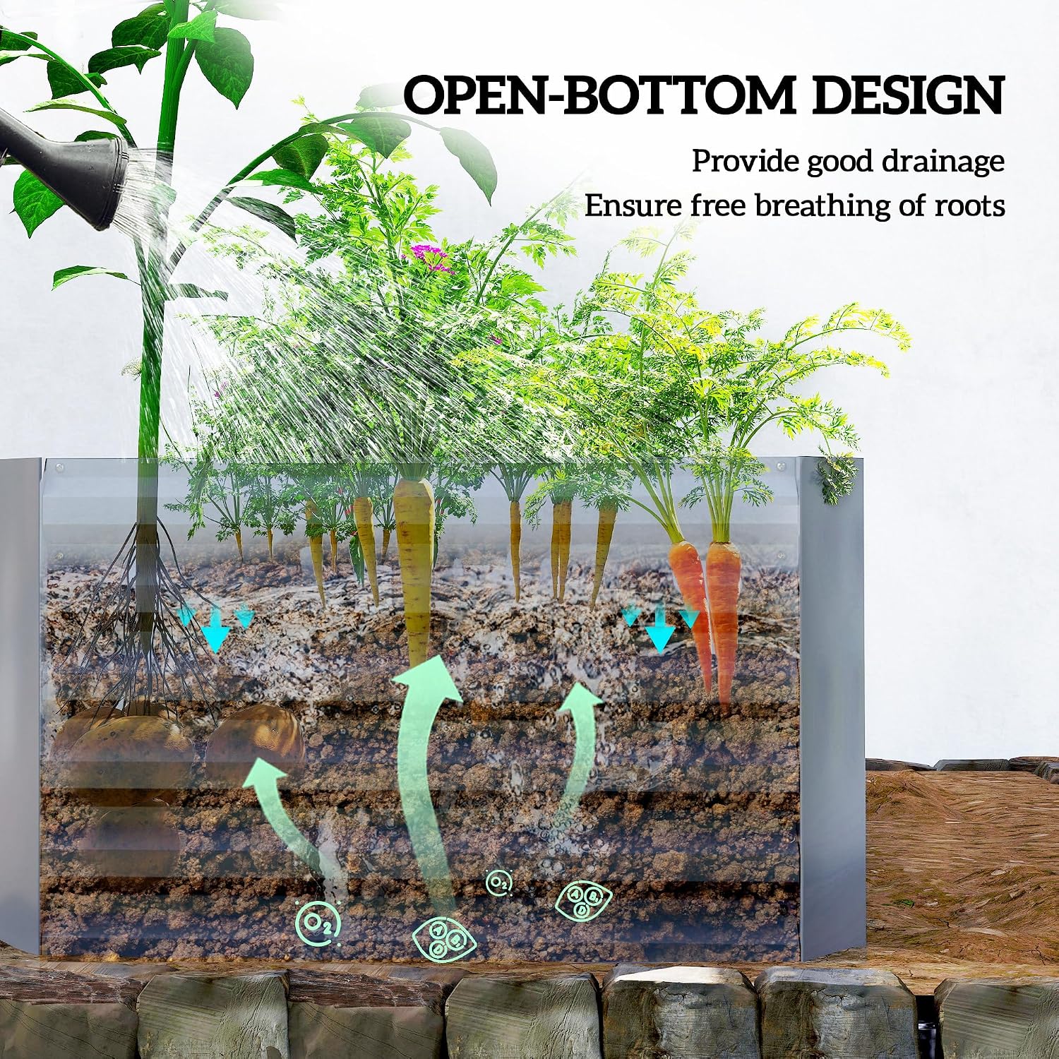 Thumbnail 4 de Outsunny Galvanized Raised Garden Bed, 6' x 3' x 2', Light Grey