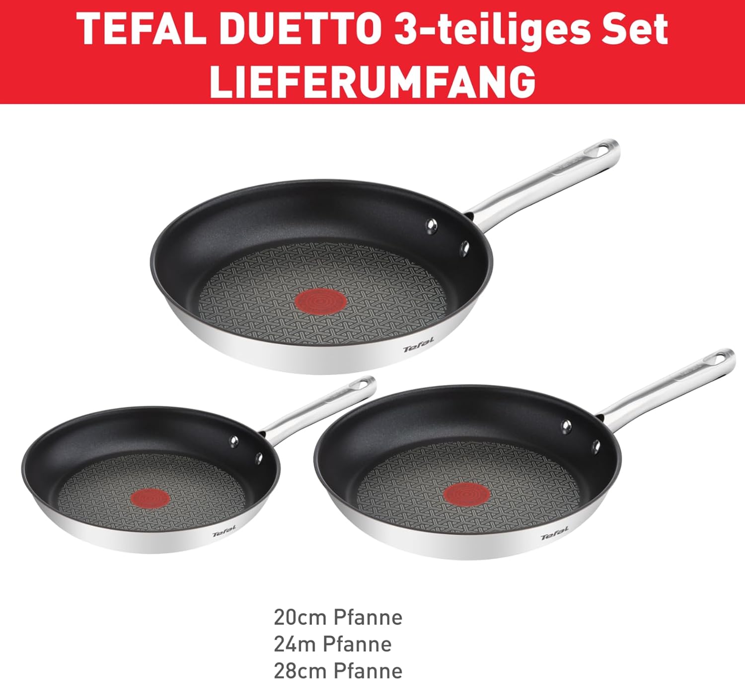 Thumbnail 6 de Tefal Duetto 3-teiliges Pfannenset 20, 24 und 28 cm – mit Thermo-Signal und induktionsgeeignet