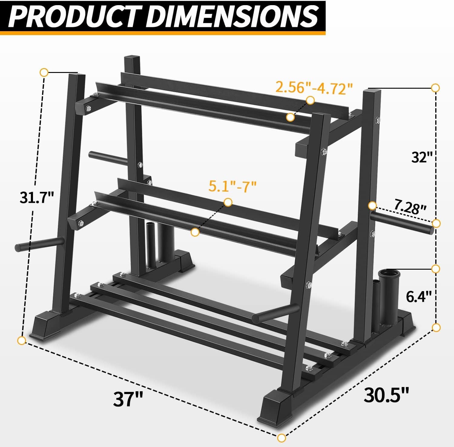 Thumbnail 4 de Bongkim HG-1 Adjustable Dumbbell Rack, Alloy Steel, 3-Tier, 498.95 kg Capacity