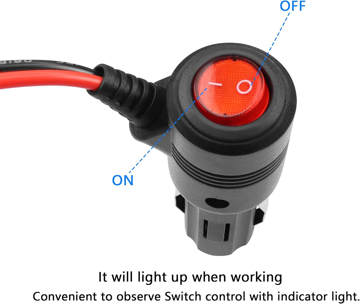 Thumbnail 3 de GELRHONR 12V car cigarette lighter splitter extension cable with on/off switch (1 to 3 ports, 15A fuse)