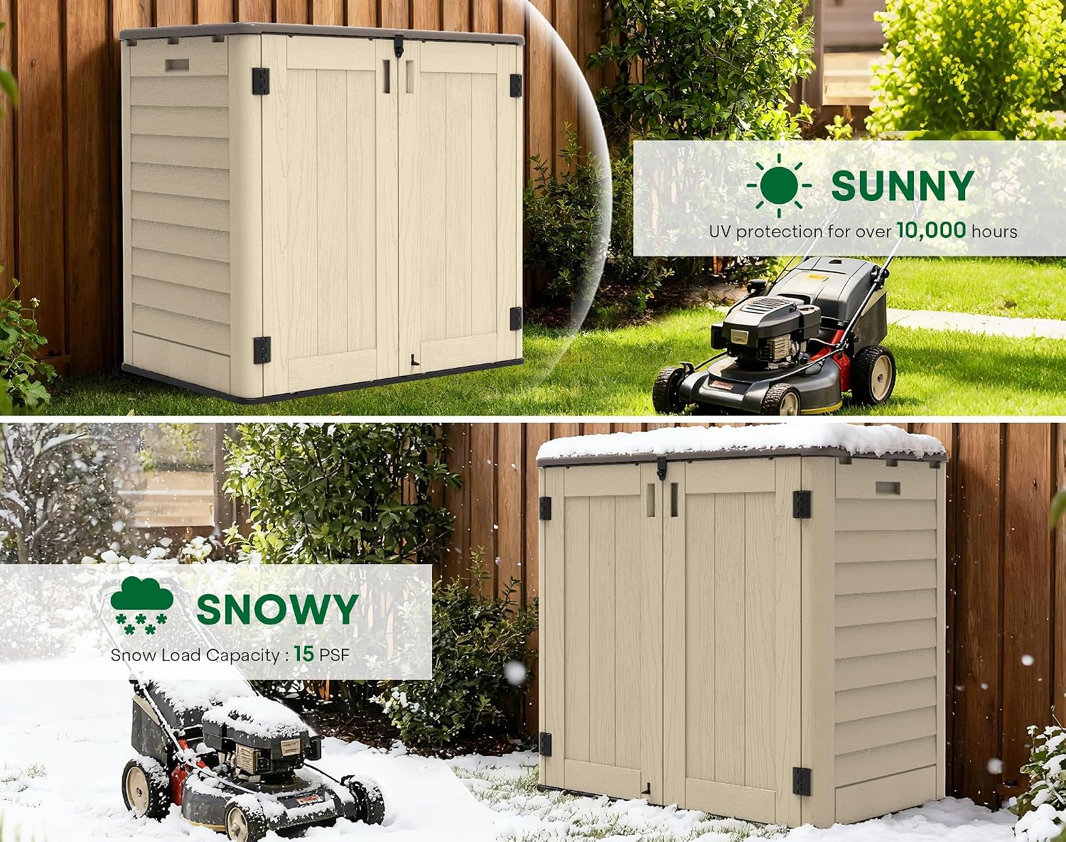 Thumbnail 3 de IWDOO Outdoor Storage Cabinet, 31 Cu. Ft. Waterproof Resin Shed