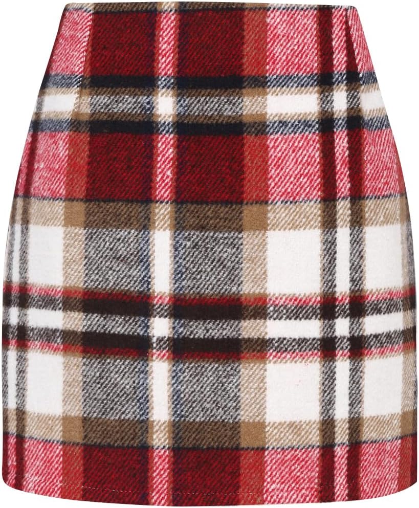 Thumbnail 6 de IDEALSANXUN Plaid Mini Skirt in Woolen Fabric