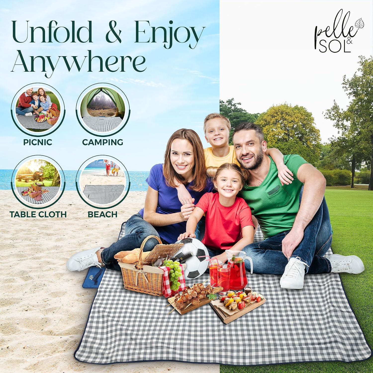 Detalle de Pelle & Sol Picnic Blanket Waterproof 200x140CM