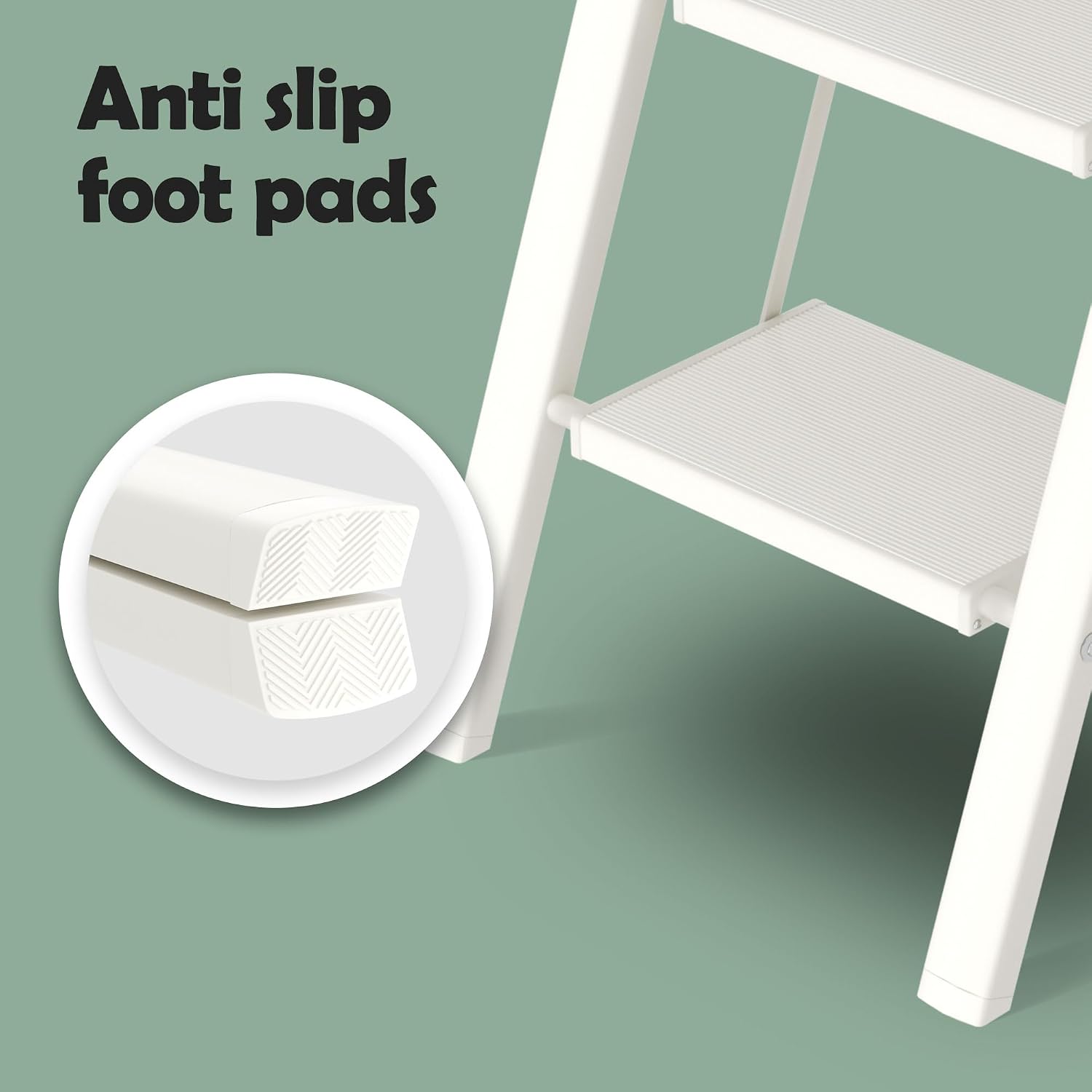 Thumbnail 4 de taranta L0203 3-Step Folding Aluminum Stool, White, Wide Anti-Slip Steps