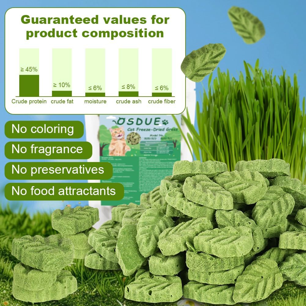 Detalle de OSDUE Katzengras-Snack (100 g) – Katzengras-Teething-Sticks mit Gefriergetrocknung