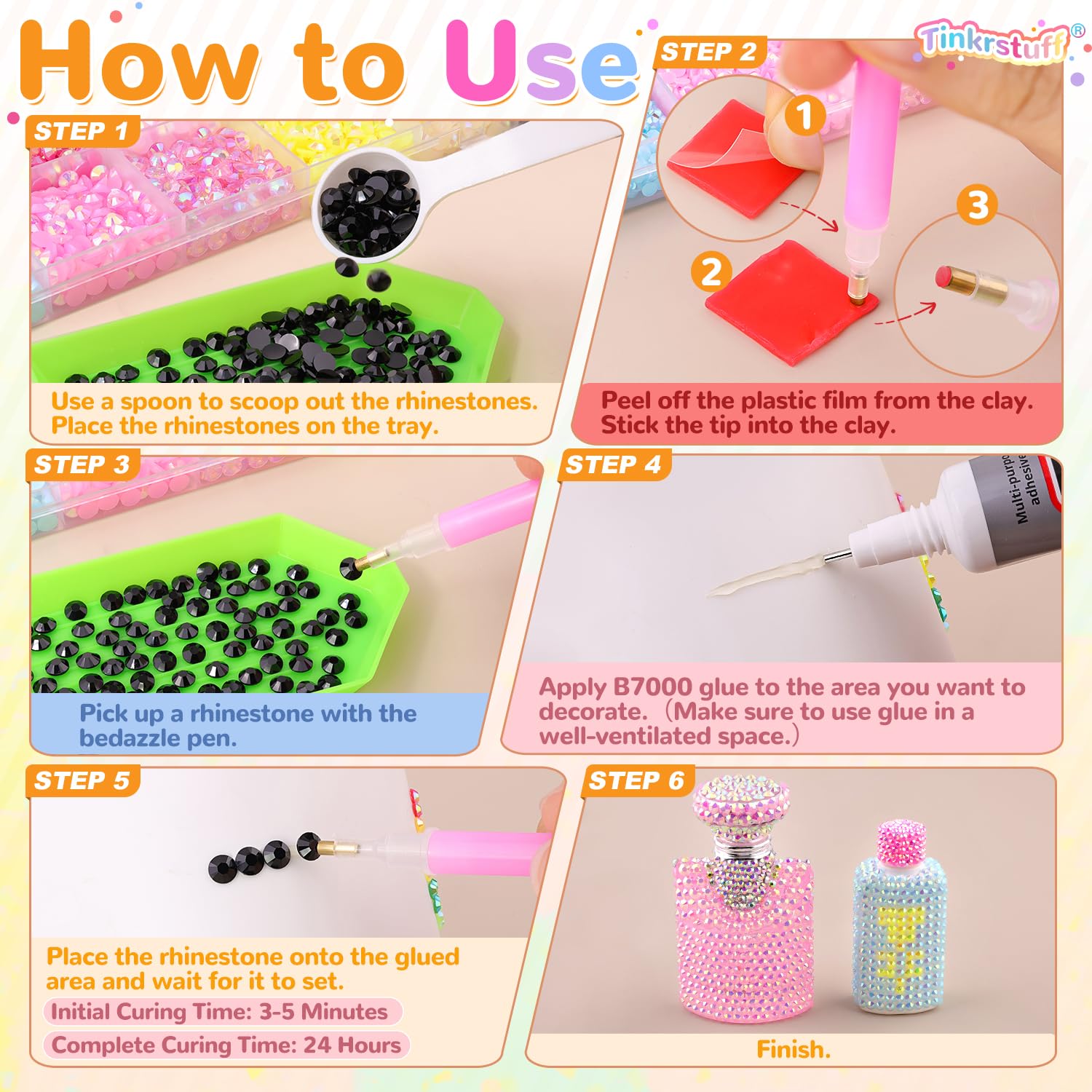 Detalle de TINKRSTUFF TS60GEDHZTGZJJ001 Rhinestone Bedazzling Kit, 60 Colors