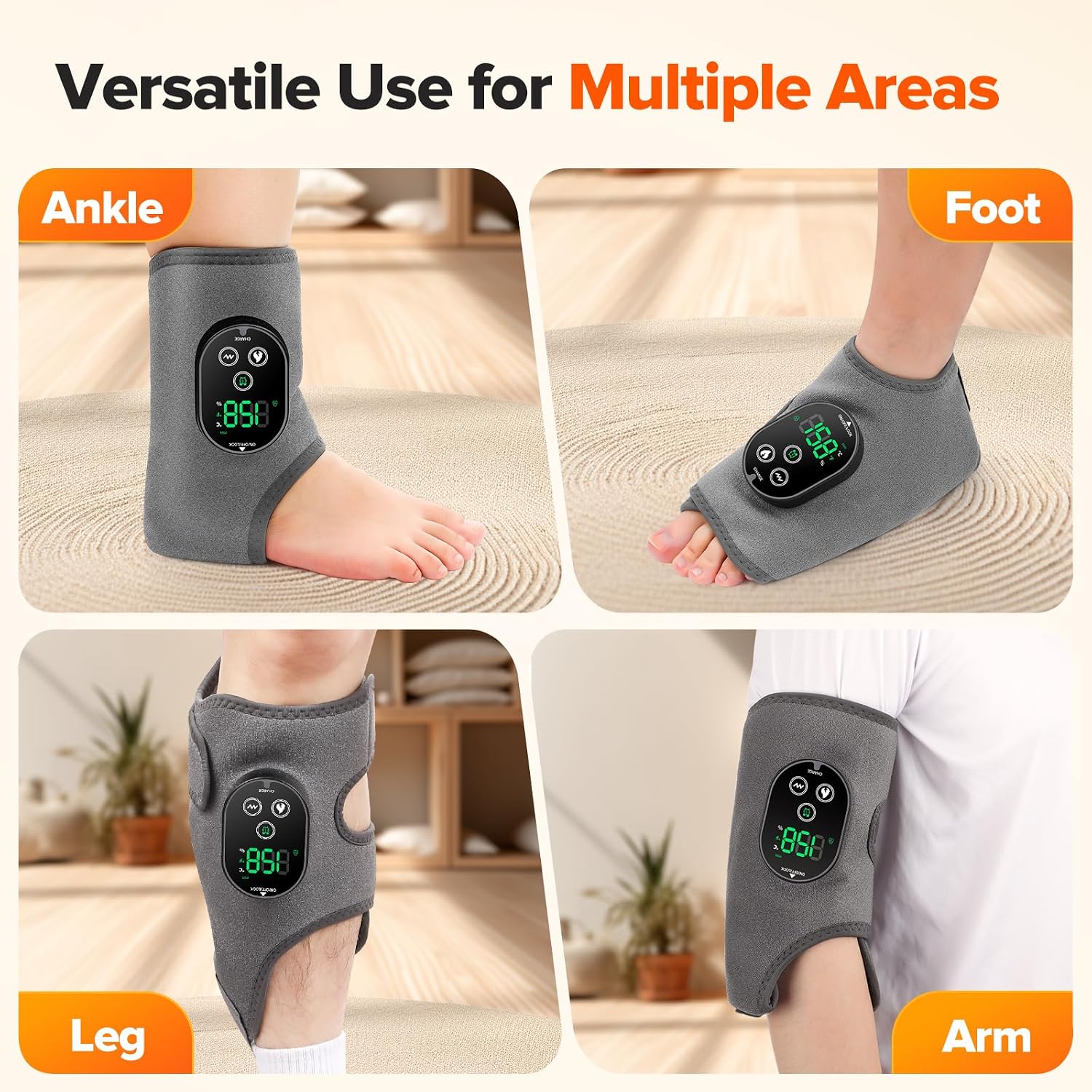 Detalle de Cordless Heated Foot and Ankle Massager, 3000mAh, 6 Heat Levels, 3 Vibration Modes