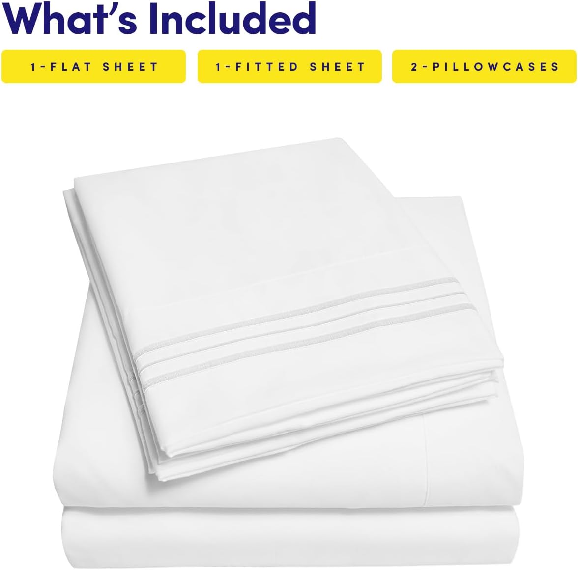 Thumbnail 2 de Sweet Home Collection 1500 Supreme Collection Sheet Sets (White) for King — 4-Piece Luxury Bed Sheet & Pillowcase Set