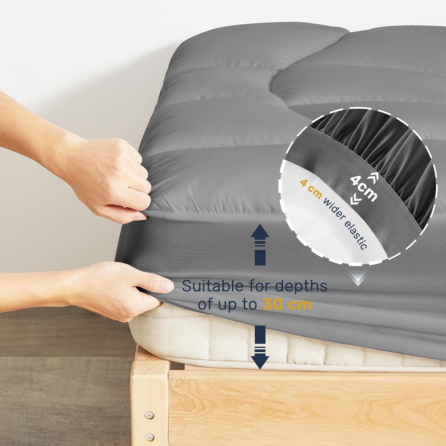 Thumbnail 5 de UNIKOME Surmatelas Complet imperméable 140x200 Gris