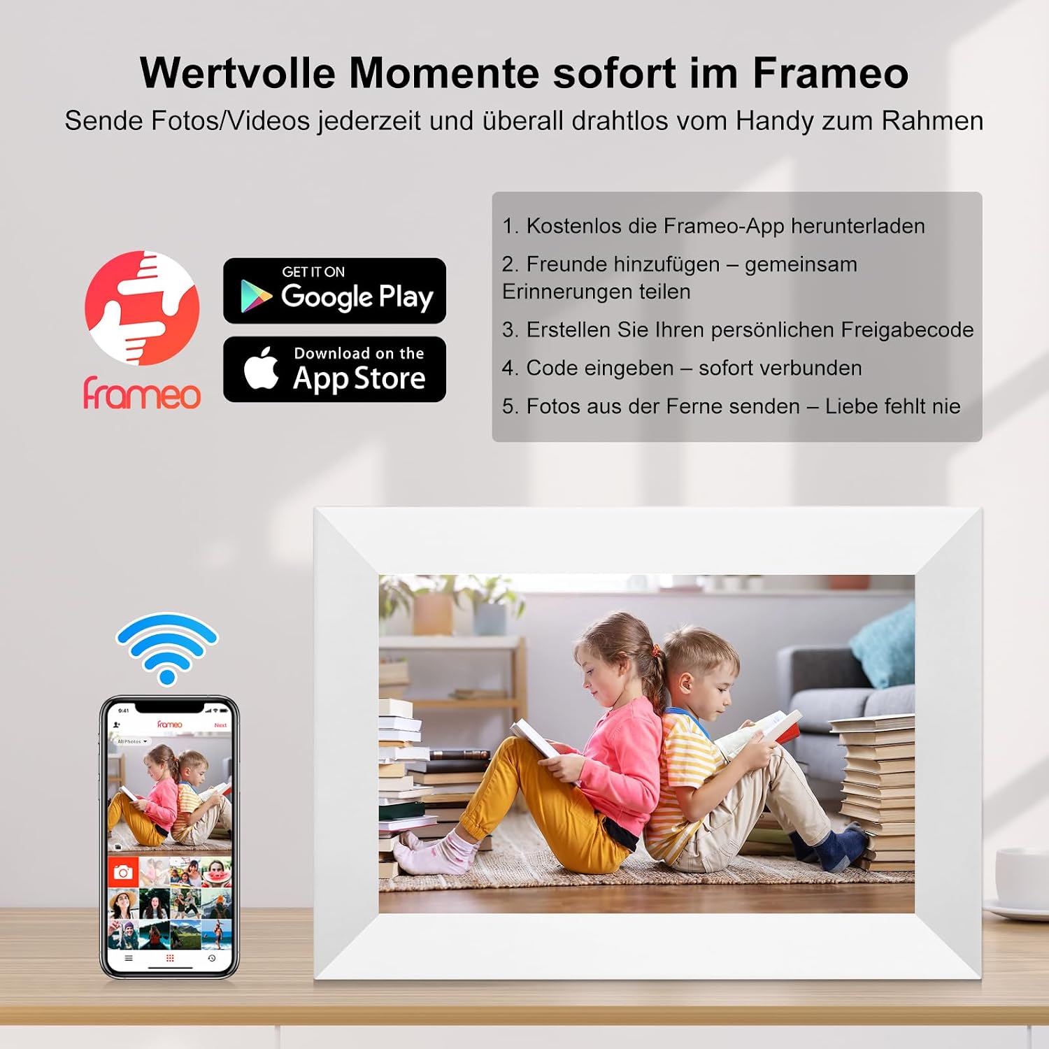 Detalle 2 de Frameo Digitaler Bilderrahmen 10,1 Zoll WLAN