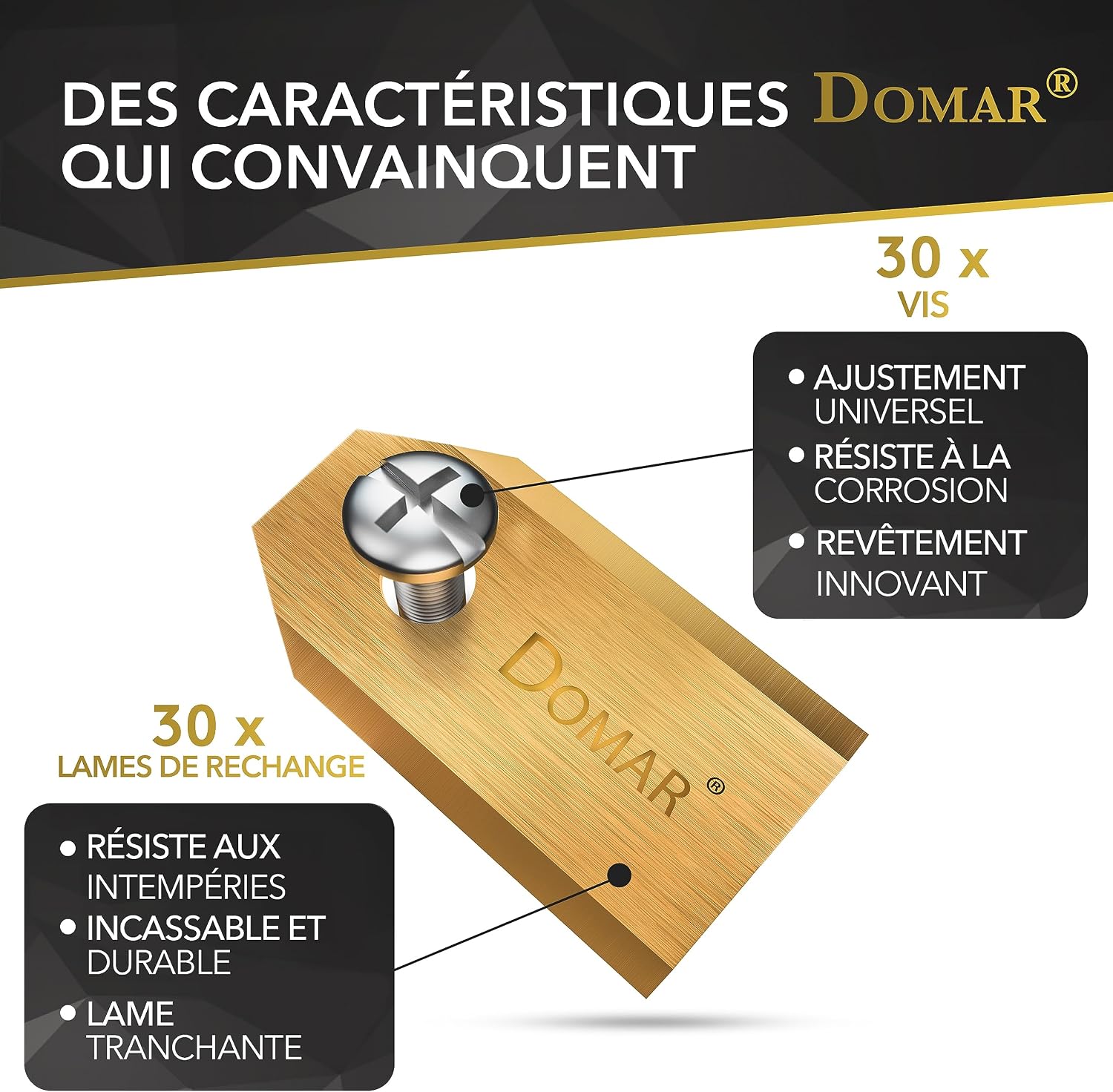 Detalle de Domar – Lames de tondeuses robots longue durée avec vis et lames améliorées (30 pcs) compatibles Husqvarna Automower, Gardena et Yard Force