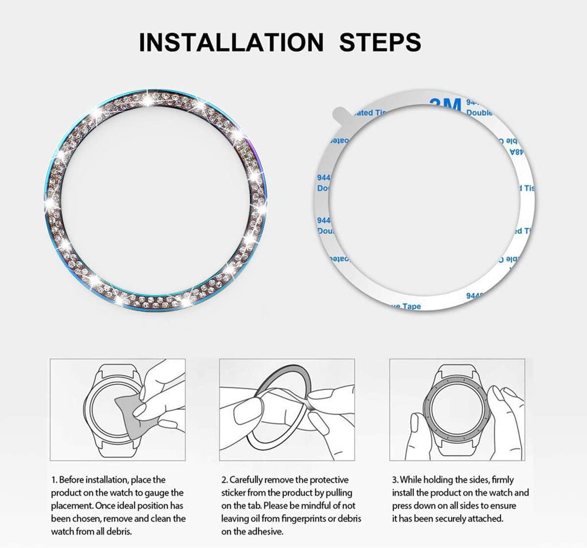 Detalle de DEALELE Strap and Bezel Cover for Samsung Galaxy Watch Ultra 47mm (2025/2024) – Bling Rhinestone Stainless Steel