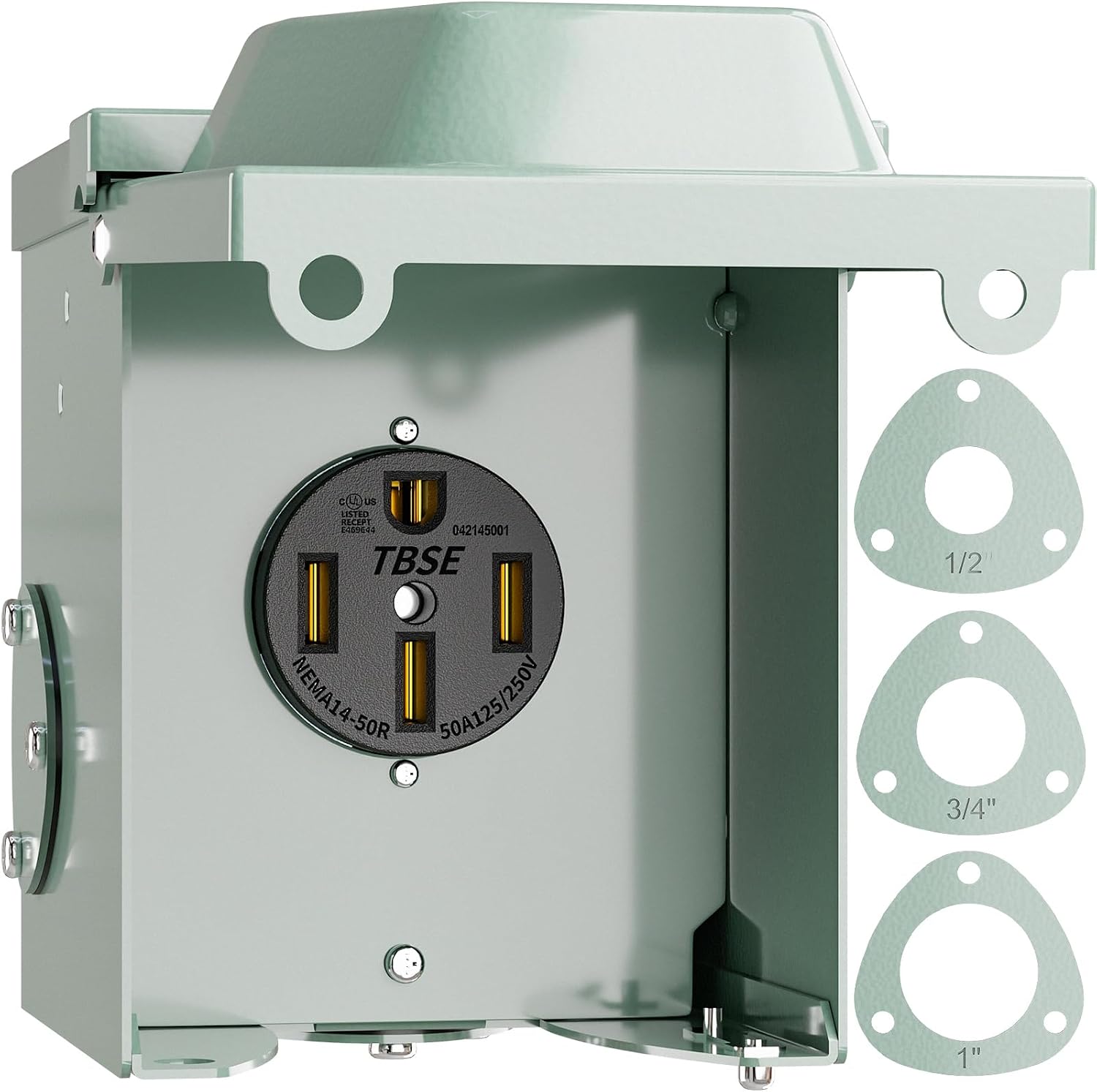 Detalle de BEBOBLY BB2073 50 Amp RV Outlet Box, NEMA 14-50R, Lockable Metal Enclosure