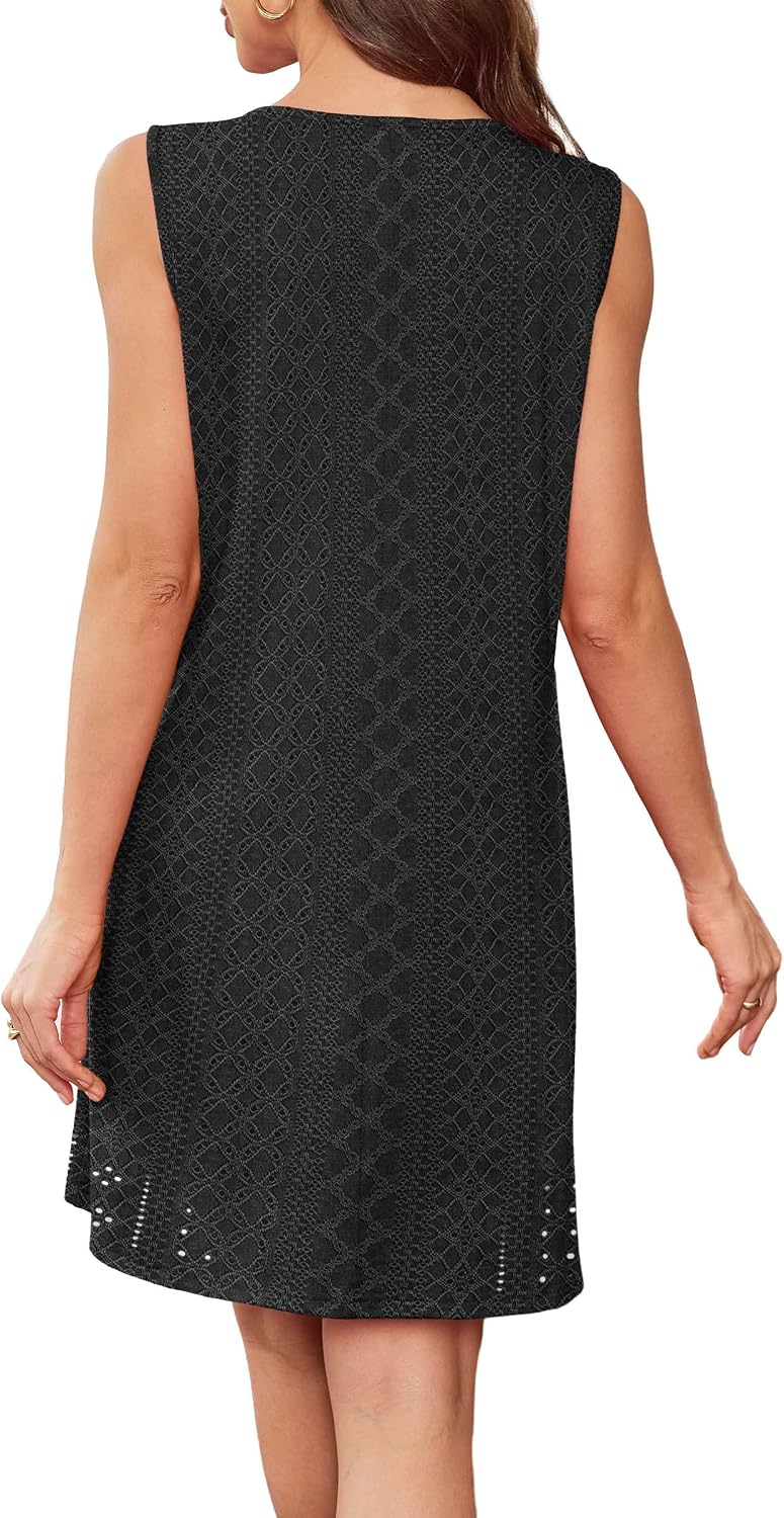 Detalle de BKRIVE Summer Dress for Women – Sleeveless Lace Crewneck Sundress (S–3XL)
