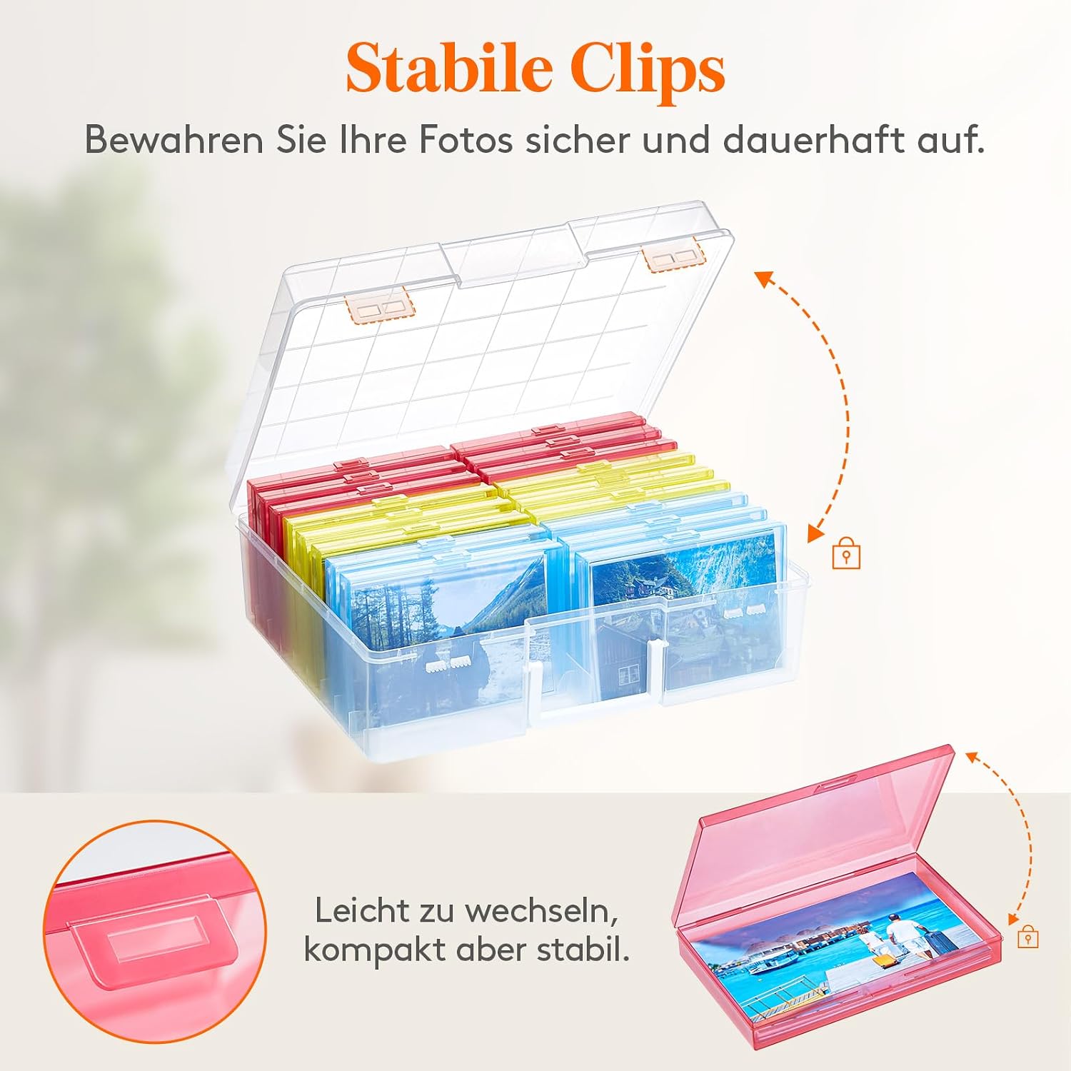 Detalle de Lifewit Foto Aufbewahrungsbox – 18 innere Fotohalter, vielseitig einsetzbare Fotobox 10,1 x 15,2 cm