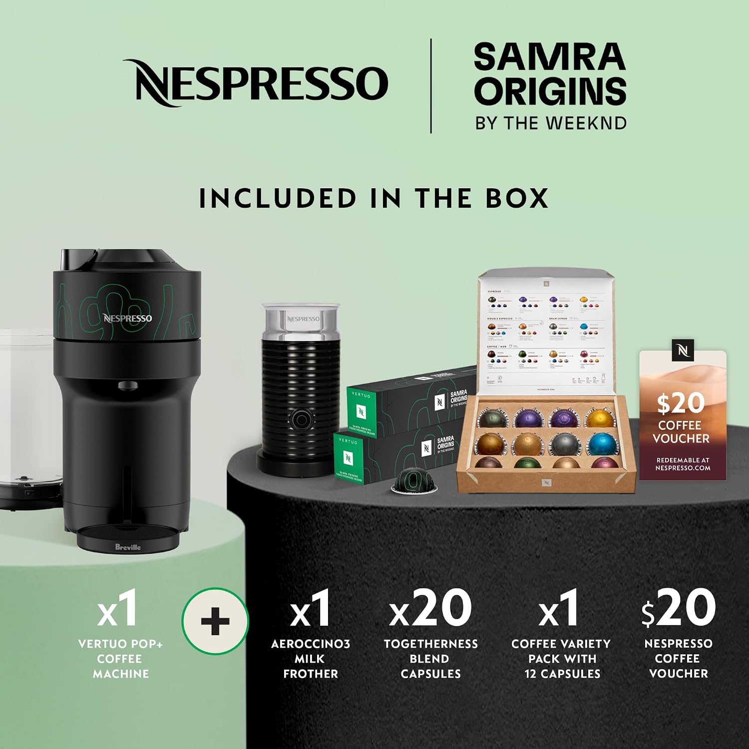 Detalle de Nespresso Vertuo Pop+ Coffee and Espresso Maker, Metad Green