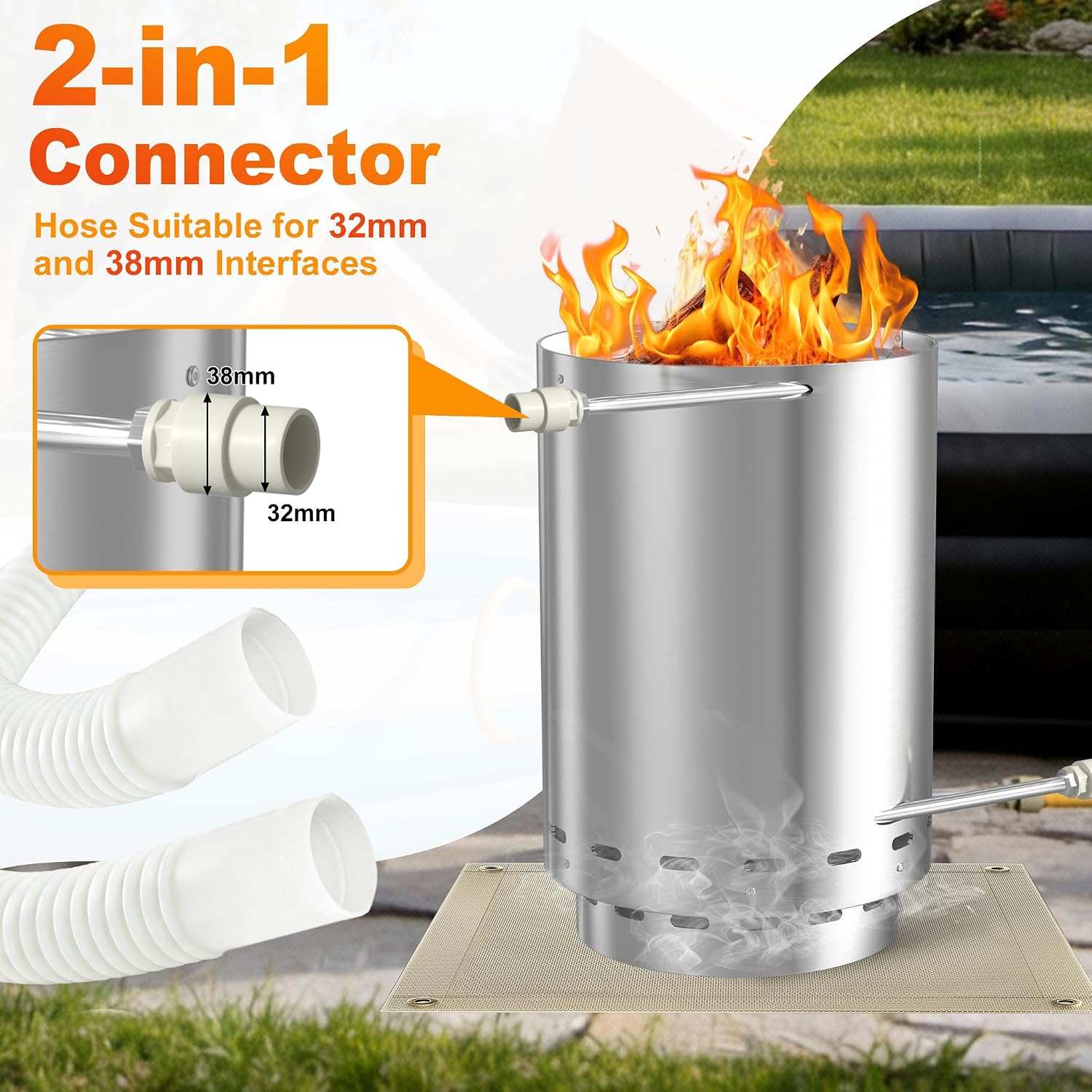 Detalle 1 de UISEBRT HKDY-O-(2*GJ10135) Pool Heaters, Wood-Fired Stainless Steel