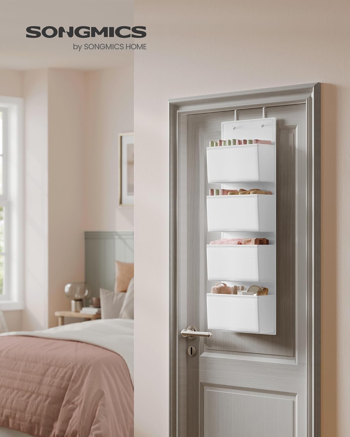 Thumbnail 2 de SONGMICS Over Door Storage Organiser RDH004W01 (Cloud White) with 4 pockets