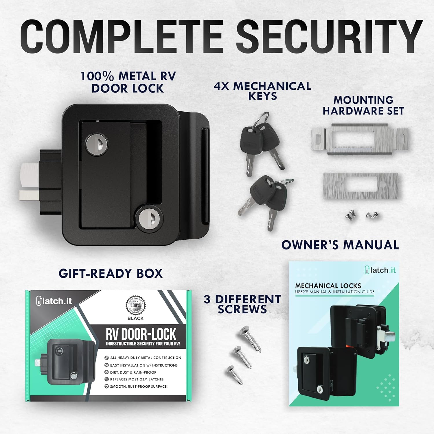 Detalle 2 de LATCH.IT Black RV Door Lock Replacement 2.75" ๐