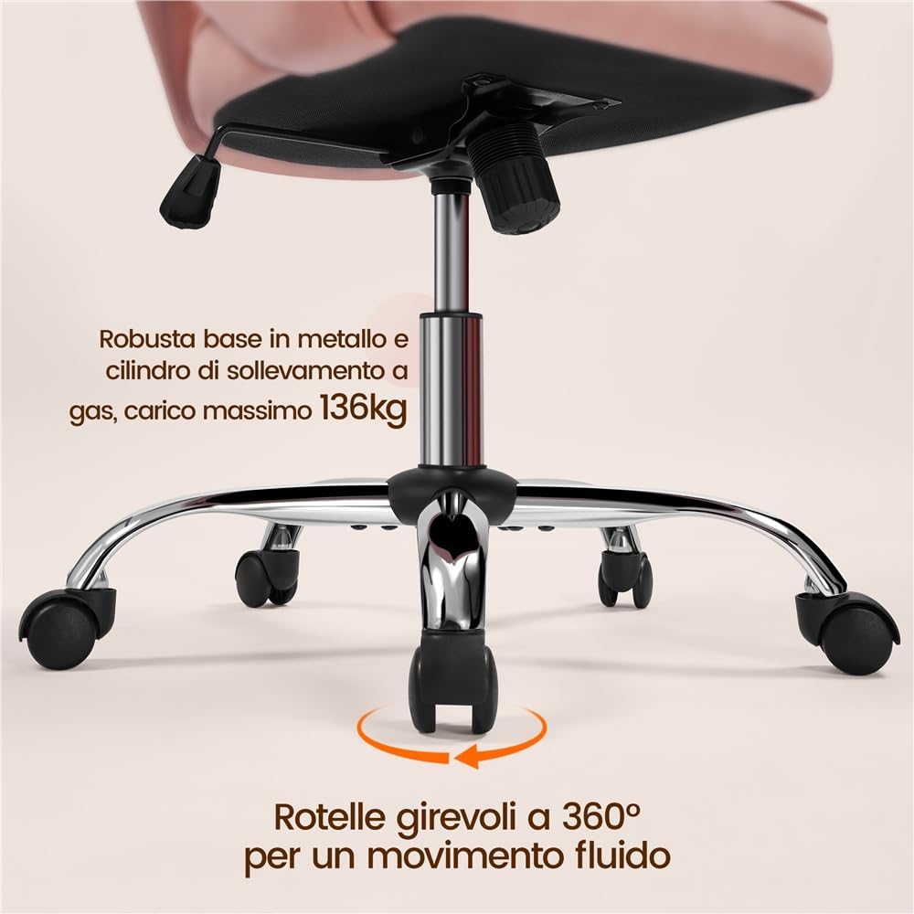 Thumbnail 6 de Yaheetech Poltroncina velluto rosa 46,5-56,5