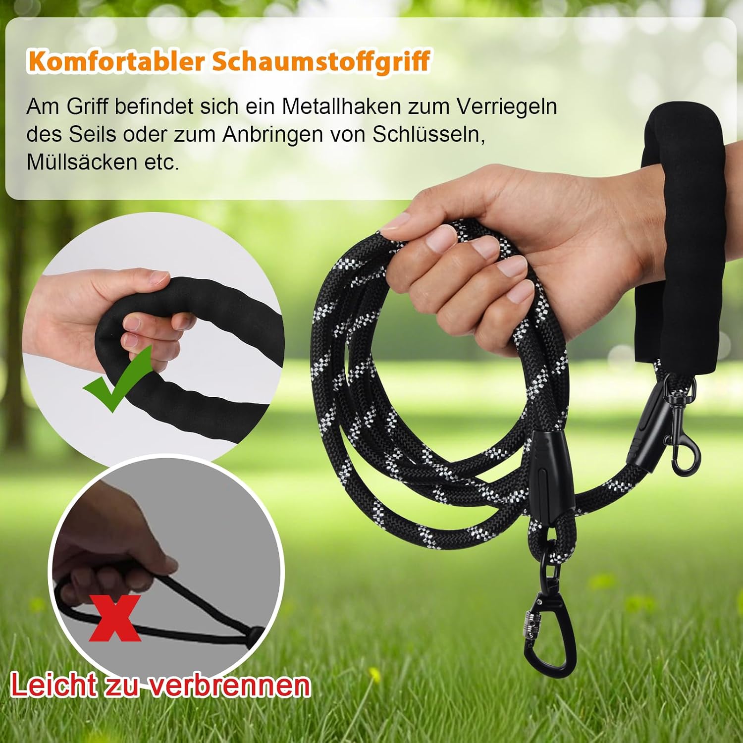Thumbnail 3 de Hundeleine mit gepolstertem Griff – 1,2 m bis 30 m, robust, reflektierend, für Training und Spaziergänge