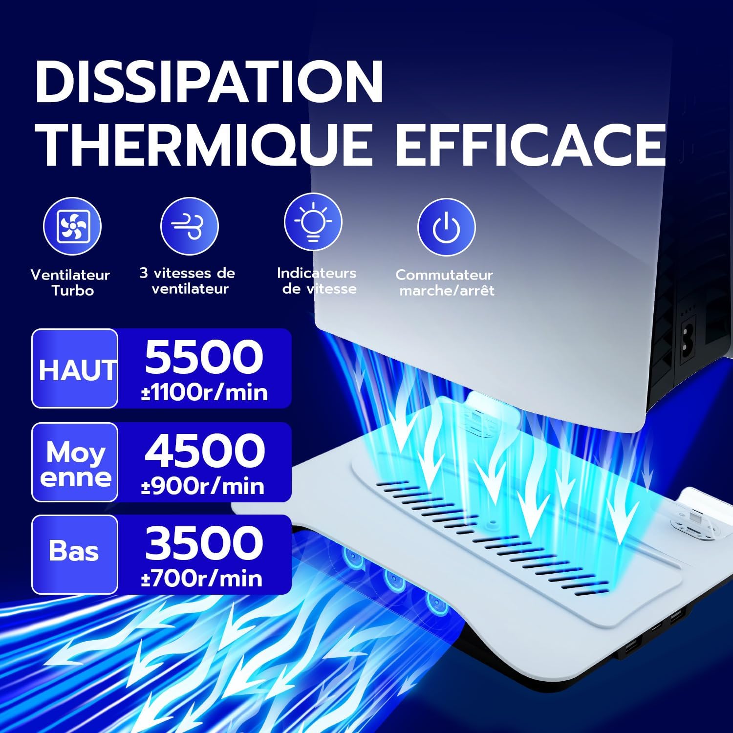 Thumbnail 4 de Wigearss PS5 Ventilateur 3 vitesses