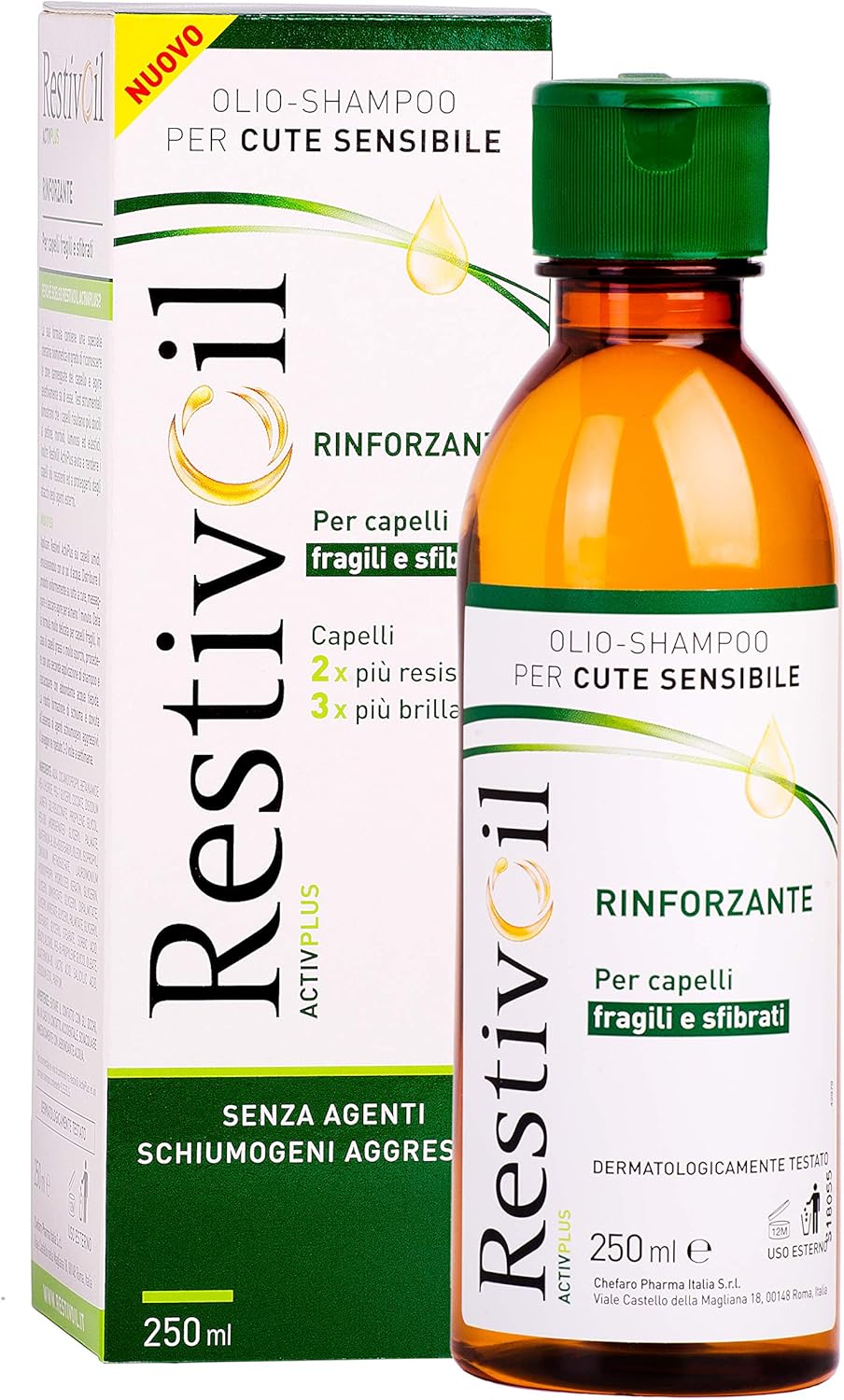 Detalle 2 de RestivOil Activplus Olio Shampoo Rinforzante per Capelli Fragili e Sfibrati, Senza Schiuma, 250 ml