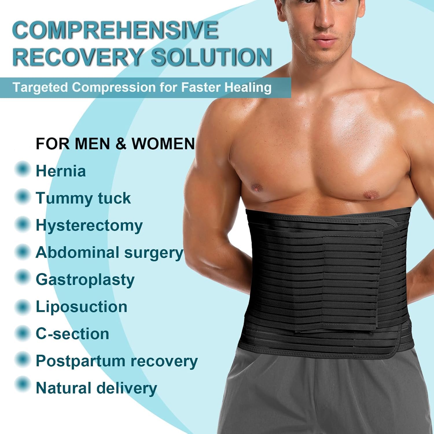 Detalle 2 de MAMODY Abdominal Binder, XL Adjustable Waist Support Belt in Black