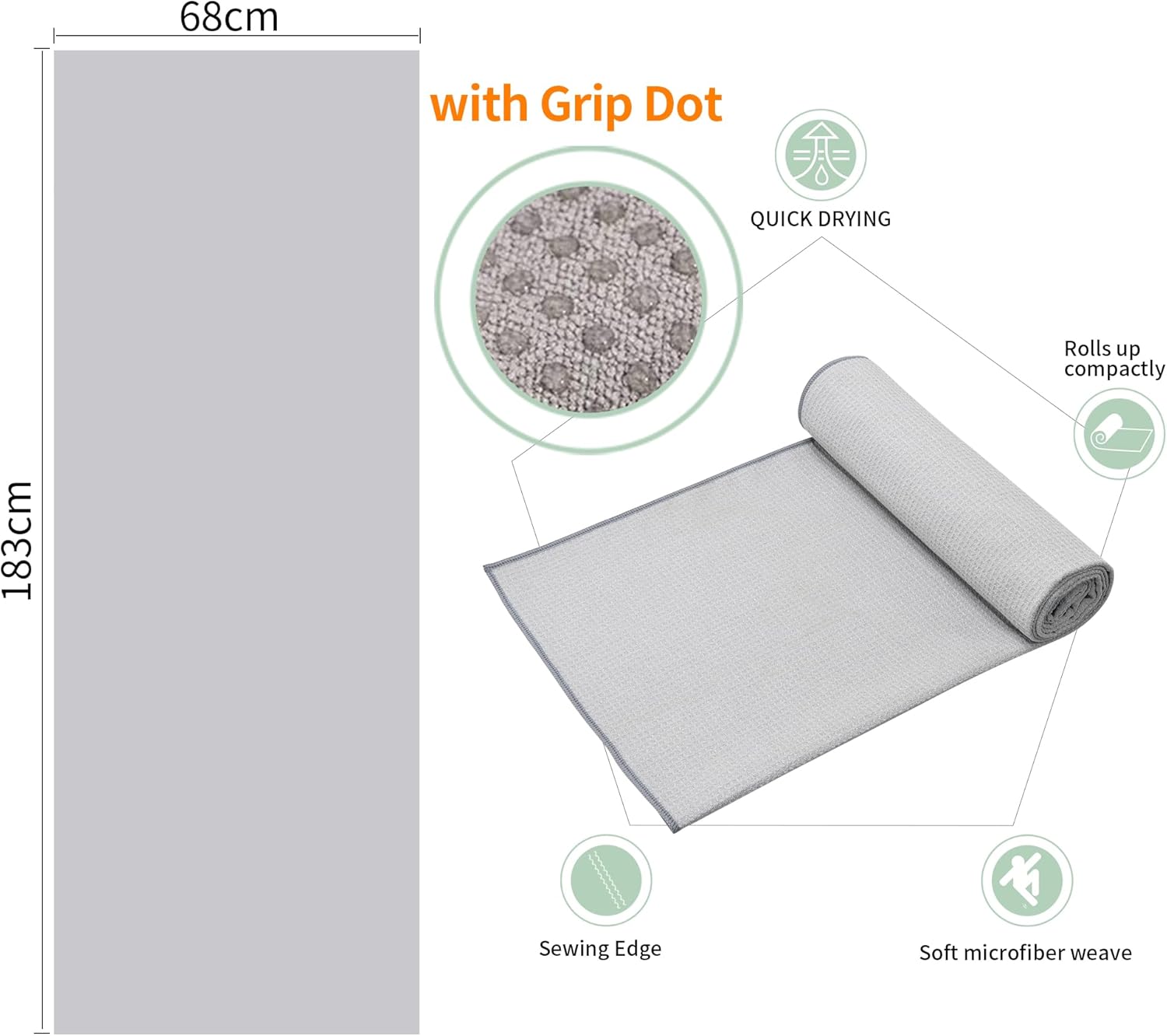Detalle 2 de CYCLXY Hot Yoga Towel 72 x 26.5 in 🧘♀