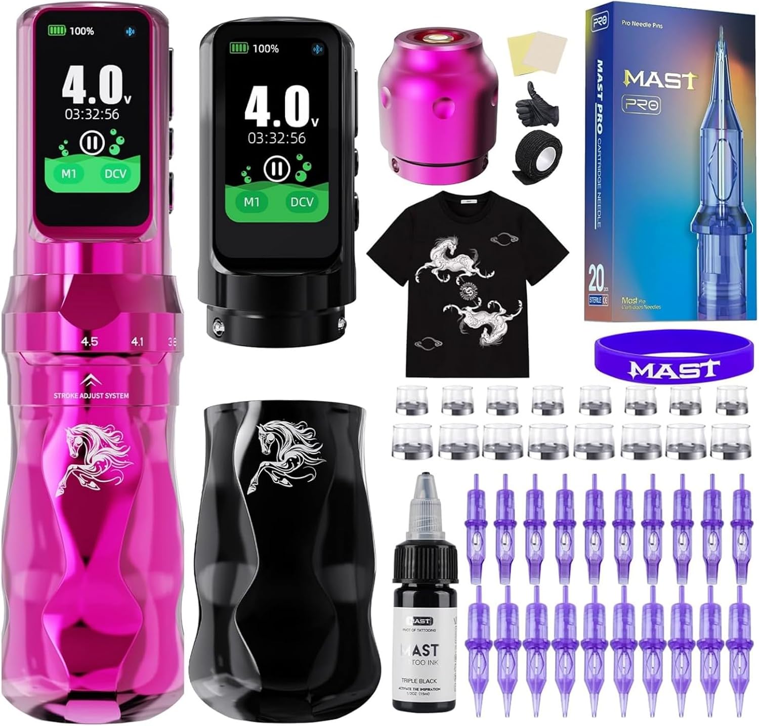 Dragonhawk Fold Pro Kit Year of the Horse – Macchina da Tatuaggio Edizione Rosa Senza Fili