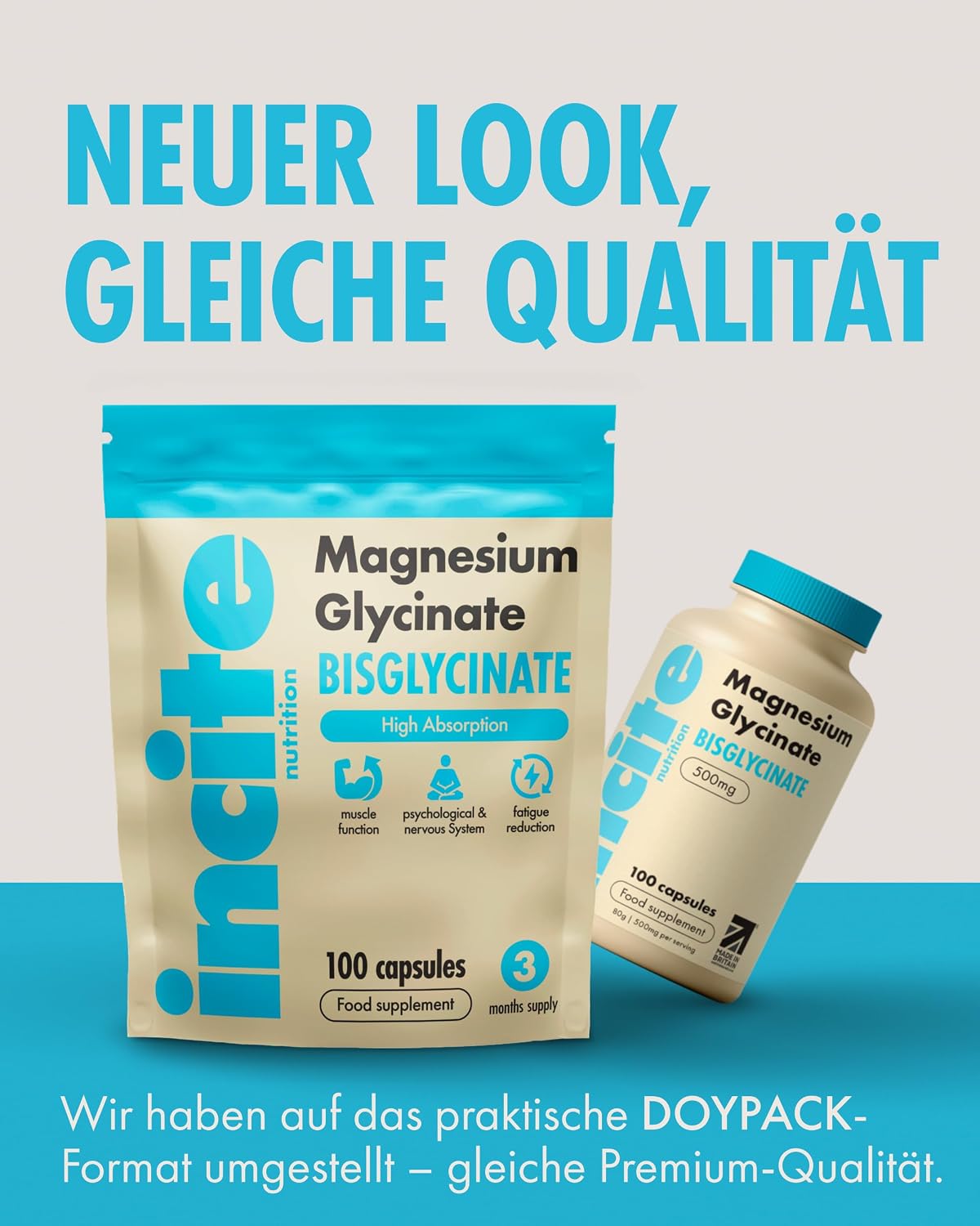 Thumbnail 1 de Incite Nutrition Magnesium Glycinat 500 mg 100 Tabletten