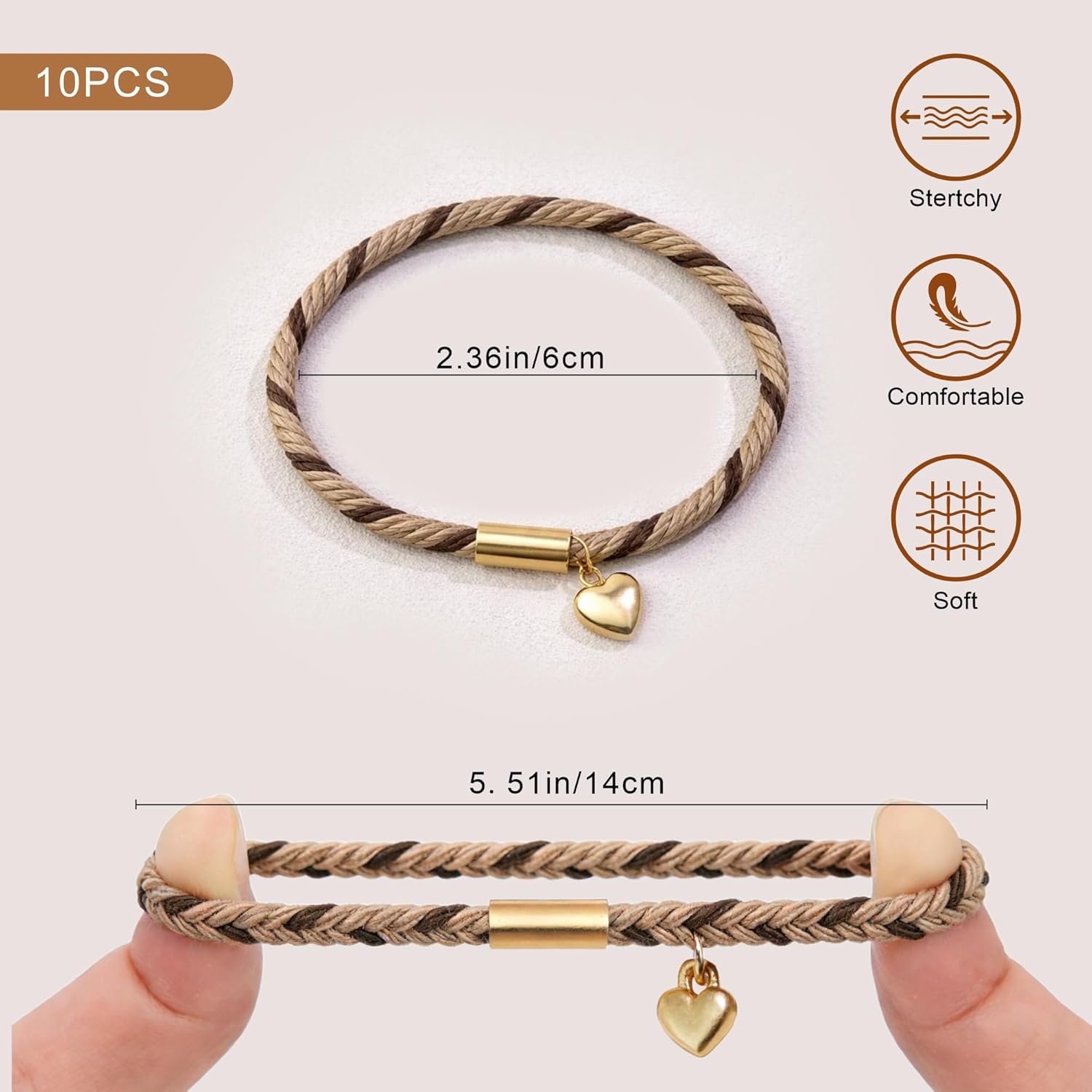 Detalle 2 de Fohufo 2026 Graduation Gifts for Women - 10 Pcs Hair Ties, No Damage, Initial Hair Accessories for Women (Letter A)