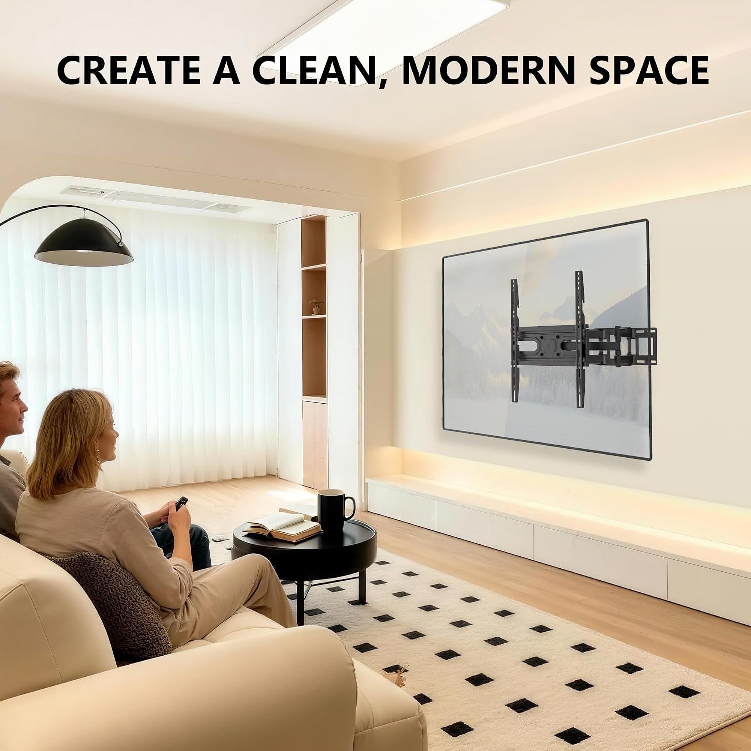 Detalle de WALI Full Motion TV Wall Mount for 32–70 Inch TVs: Dual Arm, Swivel, Tilt & Extension