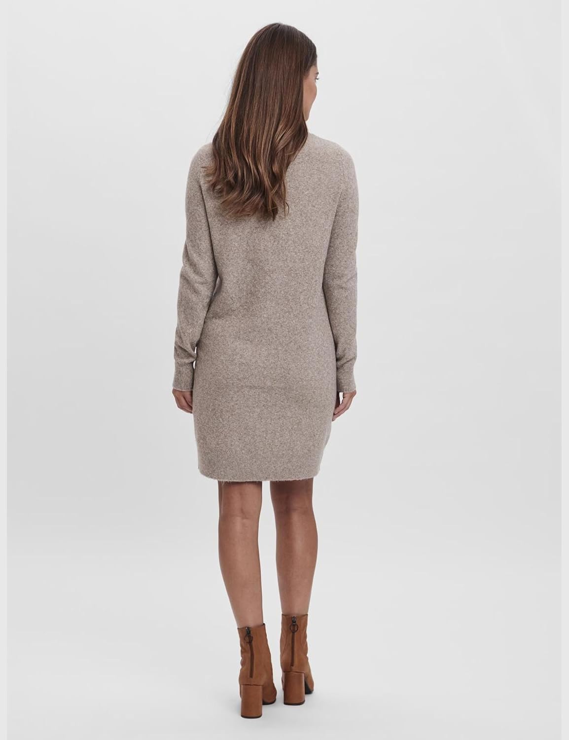 Detalle de VERO MODA Strickkleid VMDOFFY mit Rundhalsausschnitt – kurzes Kleid aus recyceltem Polyester