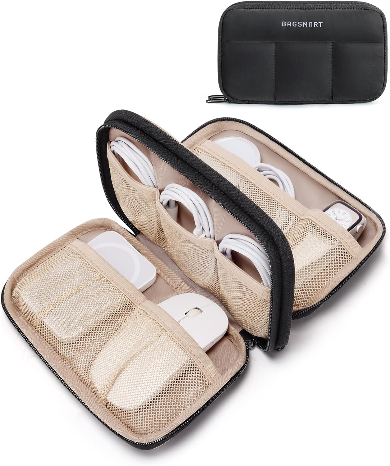 Thumbnail 6 de bagsmart Damen Elektronik-Organizer-Tasche mit doppeltem Reißverschluss – wasserdichter Kabeltasche für Reise & Alltag