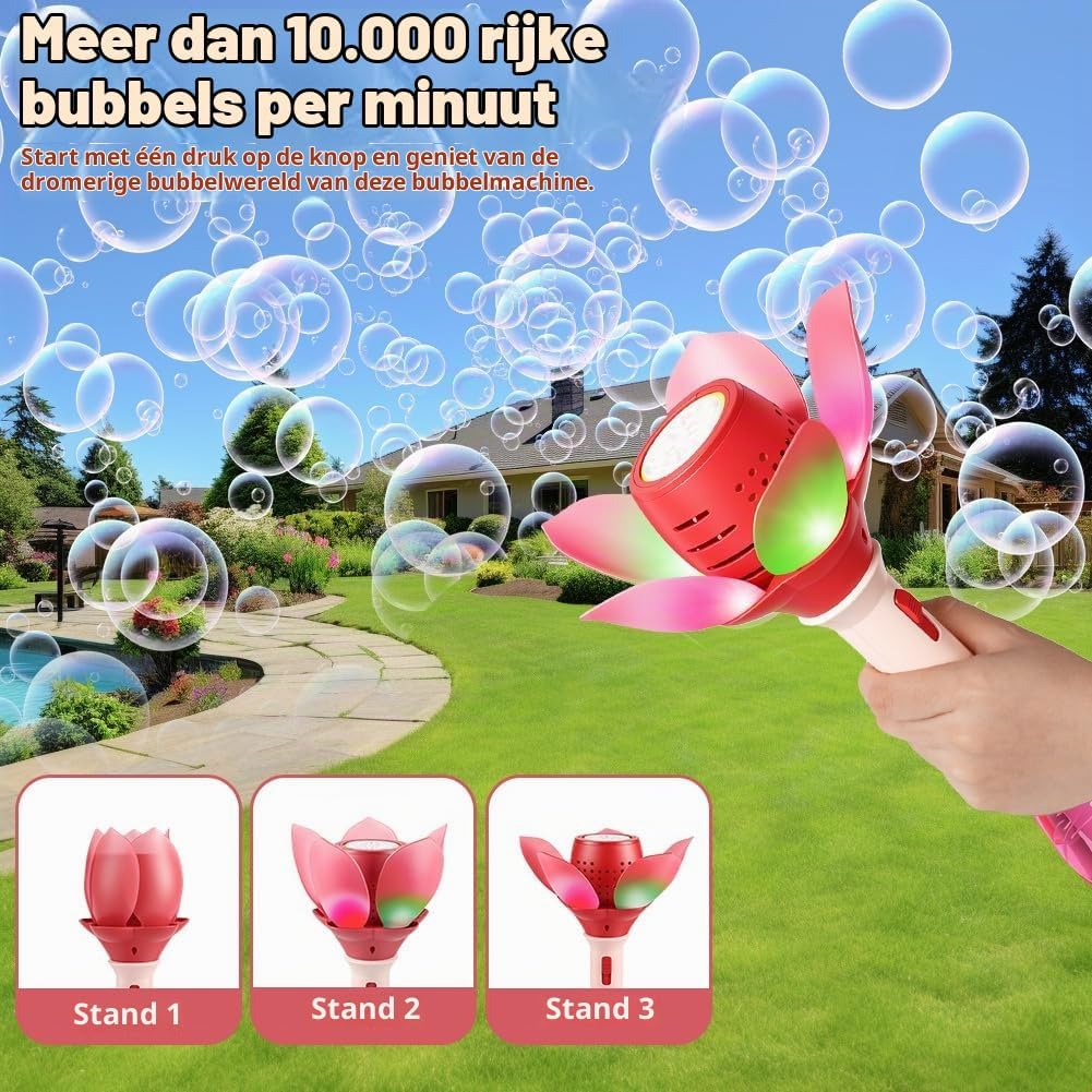 Thumbnail 3 de AUAUY Lotus bellenblaasmachine met led, 120 ml en 10.000+ bubbels/min
