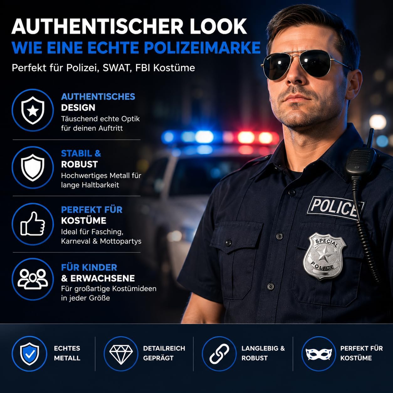Thumbnail 3 de TK Gruppe Timo Klingler polismärke i försilvrad metall för utklädnad