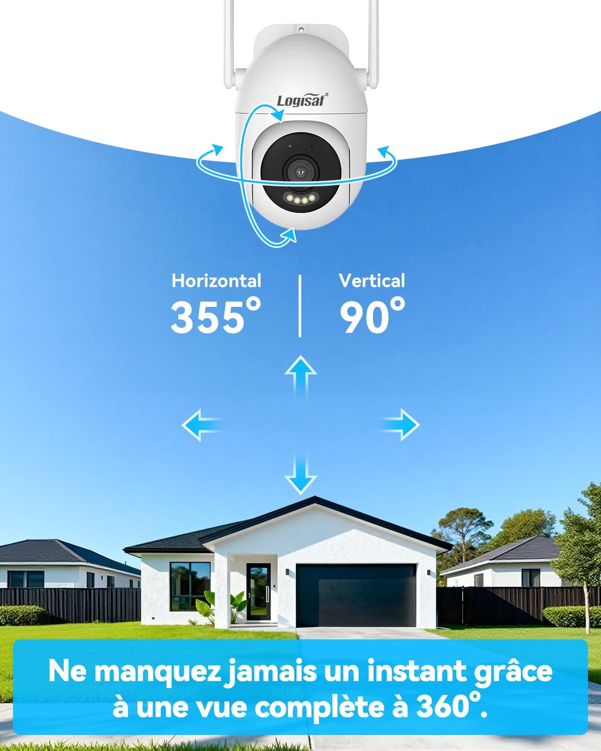 Thumbnail 1 de Caméra WiFi Logisaf 5MP PTZ avec détection humaine et suivi automatique (Eseecloud, 360°) – pour NVR Logisaf