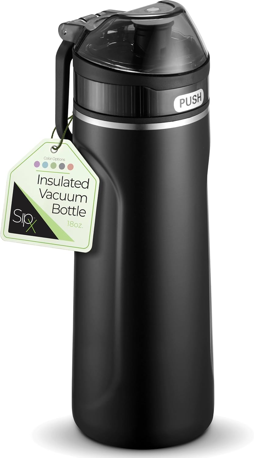 Detalle de SIPX SipX 18 oz Insulated Water Bottle with Straw Lid, Black Pearl