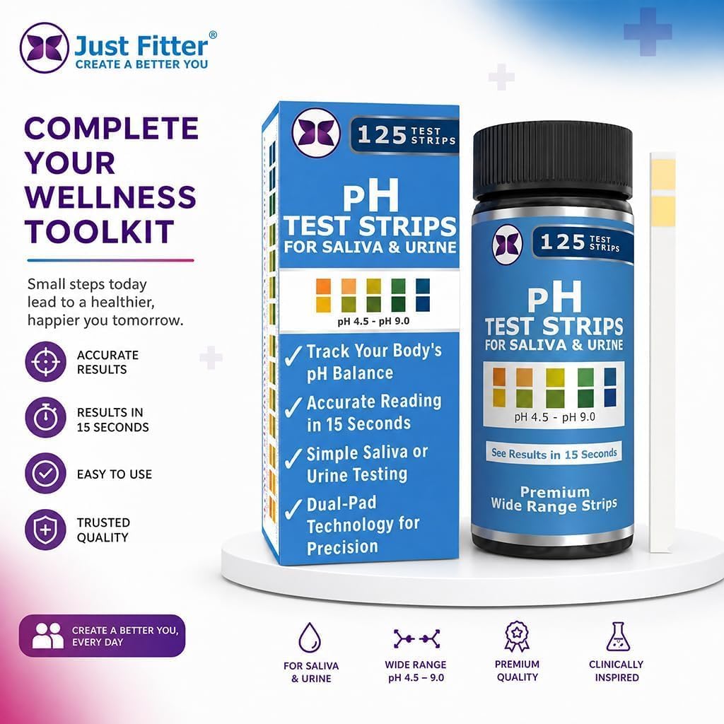 Thumbnail 3 de pH Test Strips for Body Alkaline & Acid Levels — Just Fitter (125 Strip Kit)