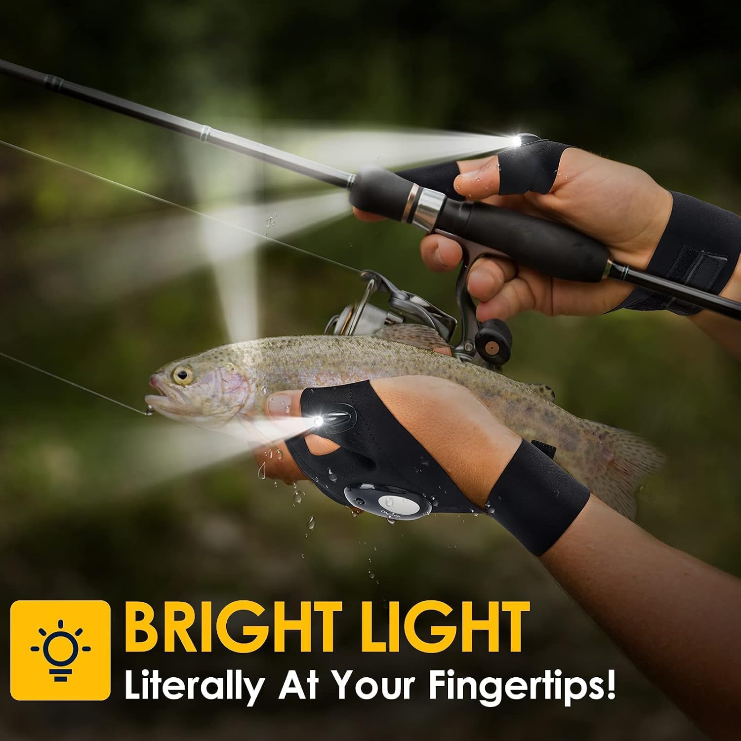 Detalle 2 de PARIGO PGL-LFG-BK LED Flashlight Gloves, 900-Lumen Hands-Free Lighting