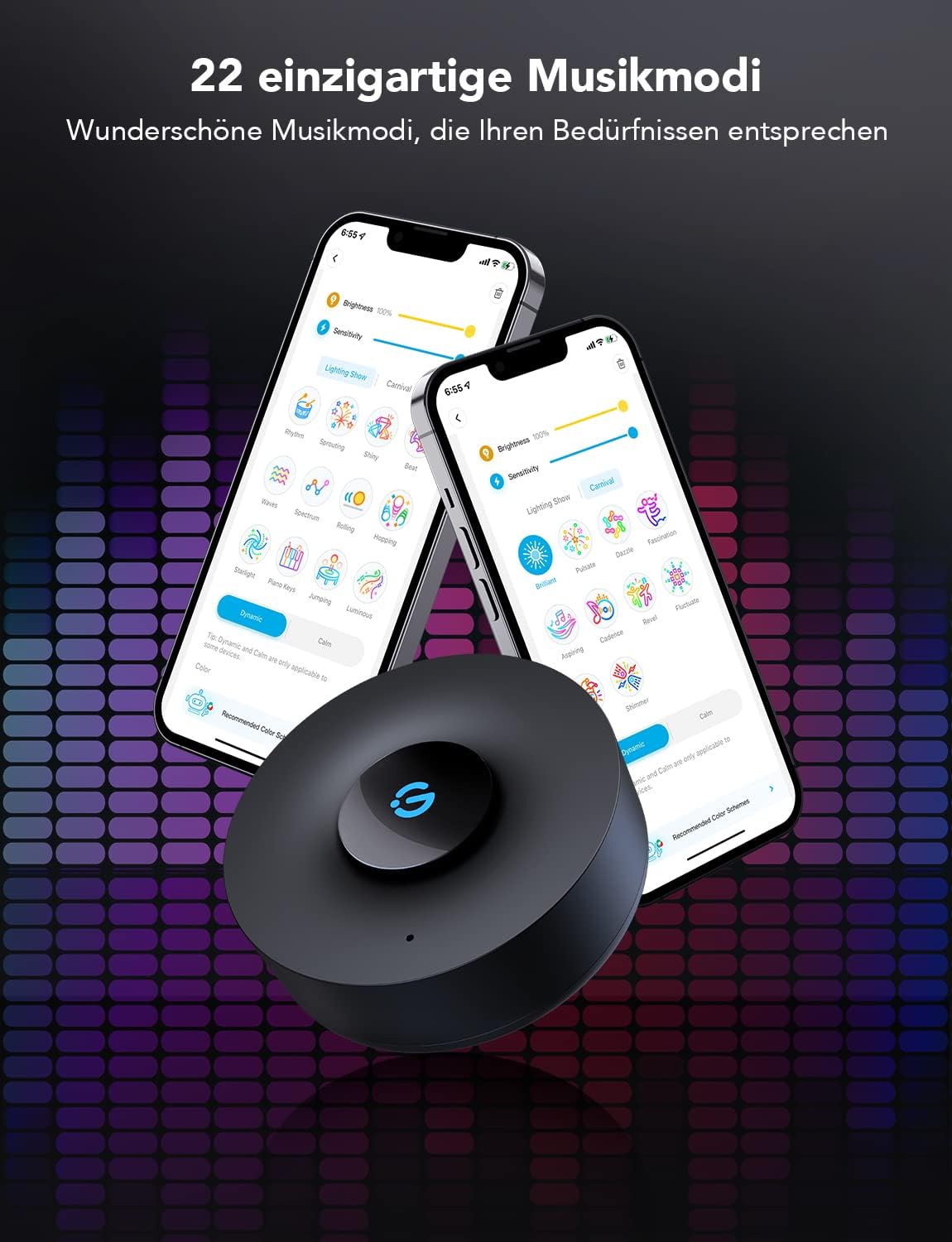 Detalle de Govee Music Sync Box: Bluetooth-Gruppensteuerung für 7 Geräte mit 22 Modi