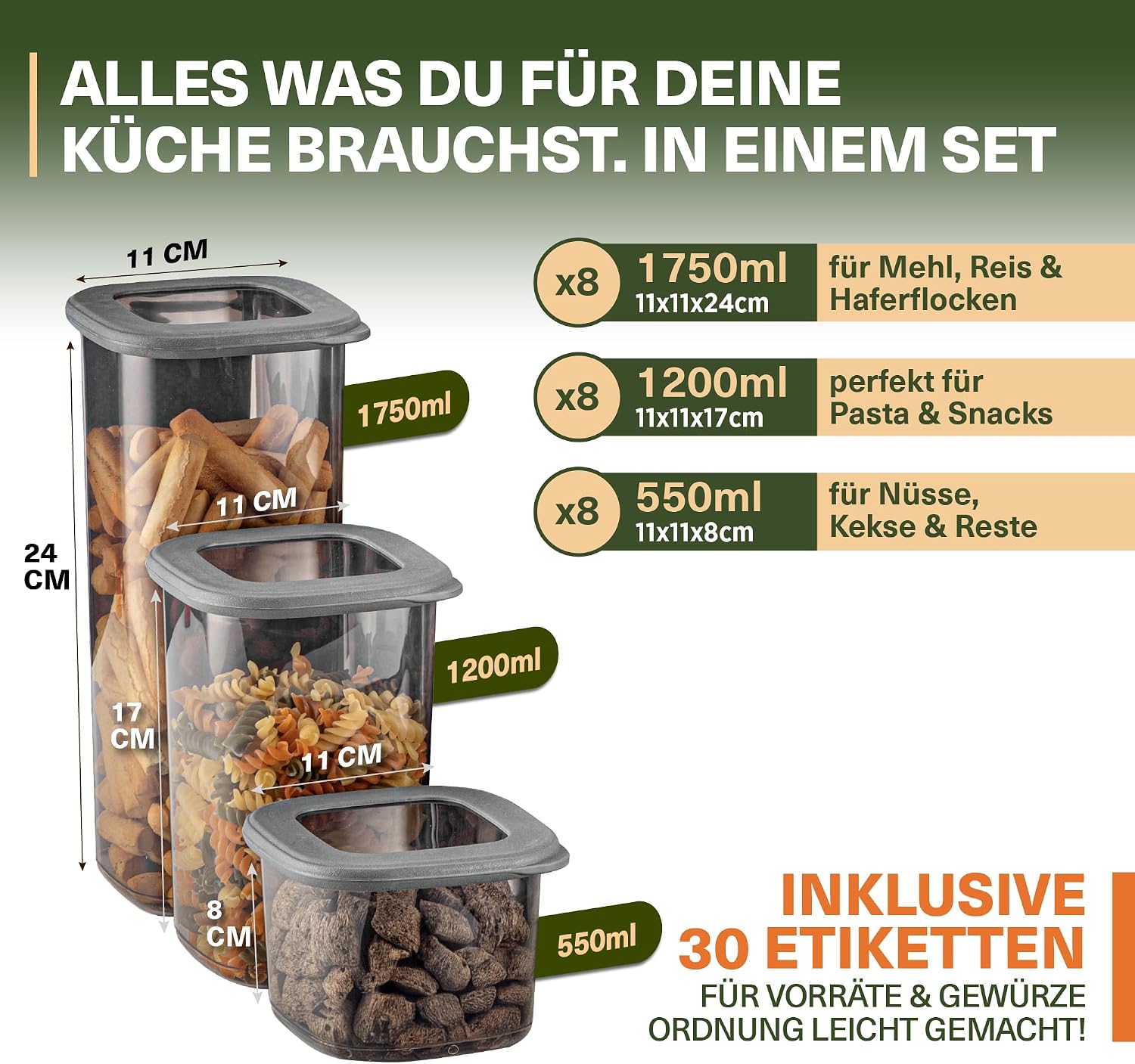 Detalle de Viwares Vorratsdosen mit Deckel Luftdicht – 24-teiliges Set, BPA-frei, Frischhaltedosen für Küche und Aufbewahrung