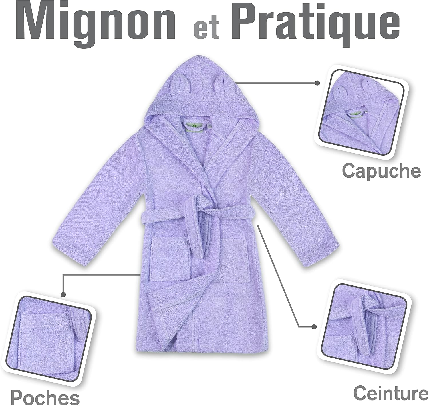 Thumbnail 2 de Twinzen Peignoir enfant coton 100% OEKO TEX
